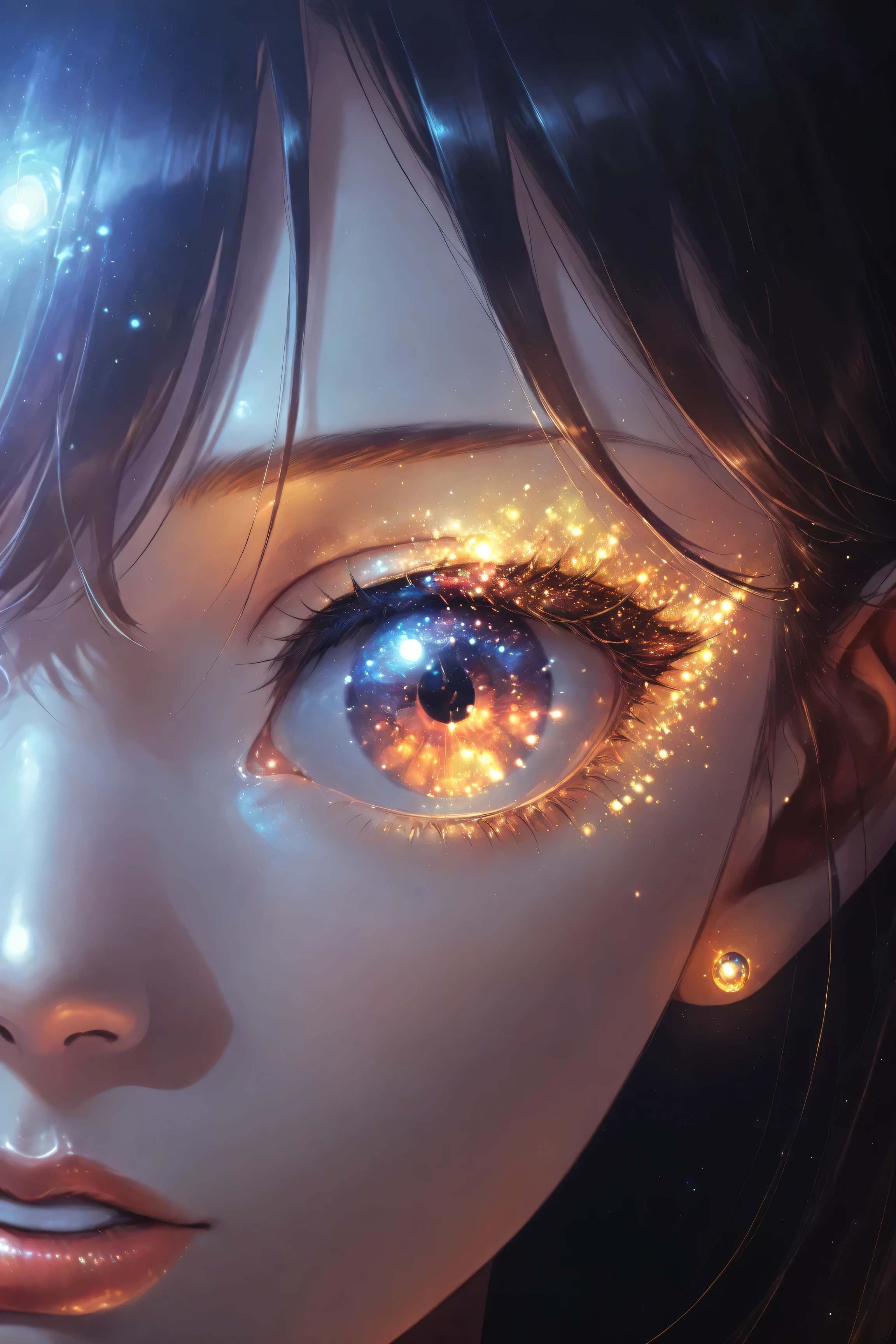 ((best quality)), ((masterpiece)), (detailed), perfect face, asian girl, surreal, sexy space clothes, in the illustrative style of moebius, spaceships, aliens, fantasy, sci-fi, graphic novel, line drawing, french retro, glowing gold eyes, eyes like jewels, eye focus, close up,