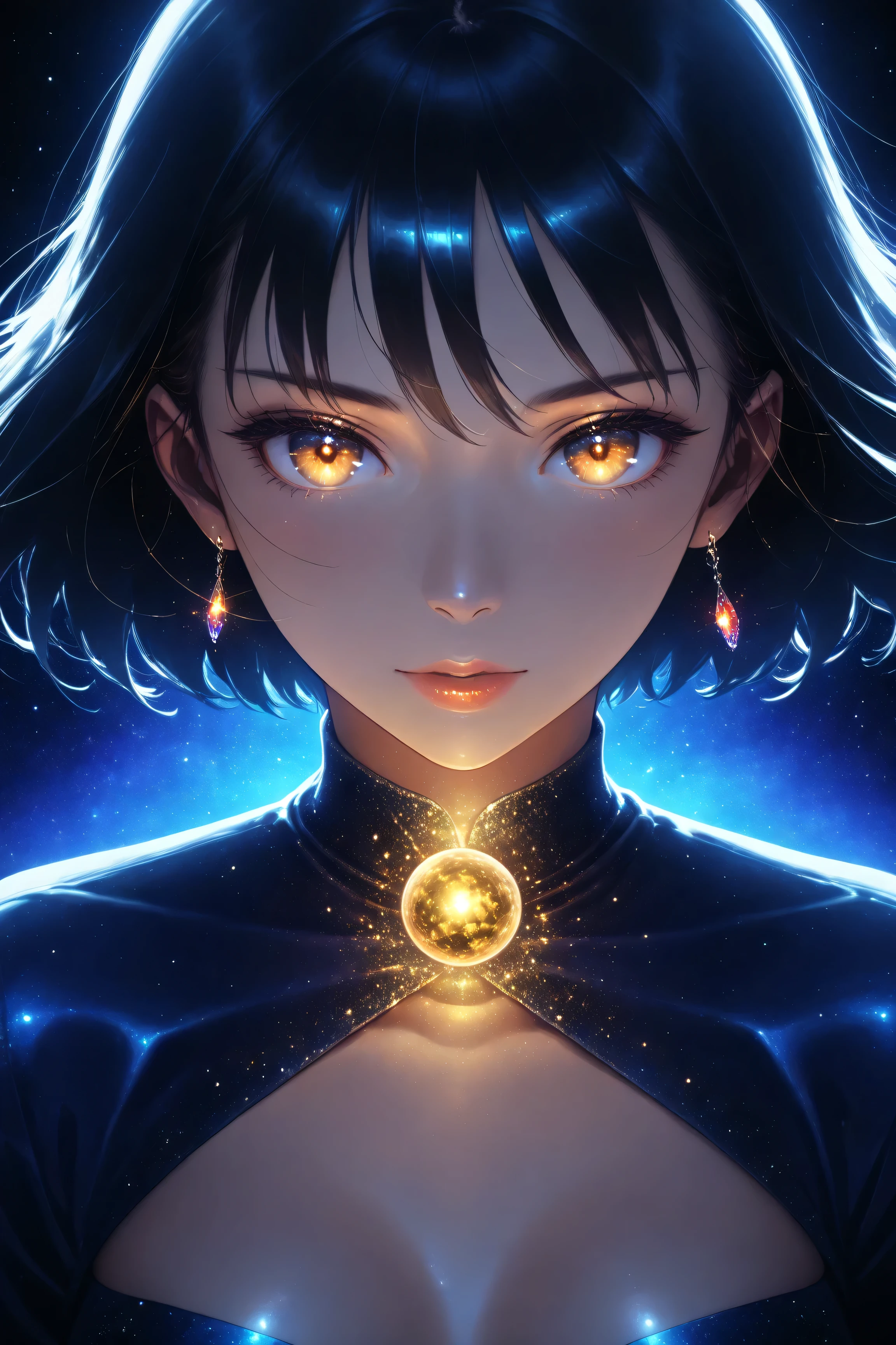 ((best quality)), ((masterpiece)), (detailed), perfect face, asian girl, surreal, sexy space clothes, in the illustrative style of moebius, spaceships, aliens, fantasy, sci-fi, graphic novel, line drawing, french retro, glowing gold eyes, eyes like jewels, eye focus, close up,