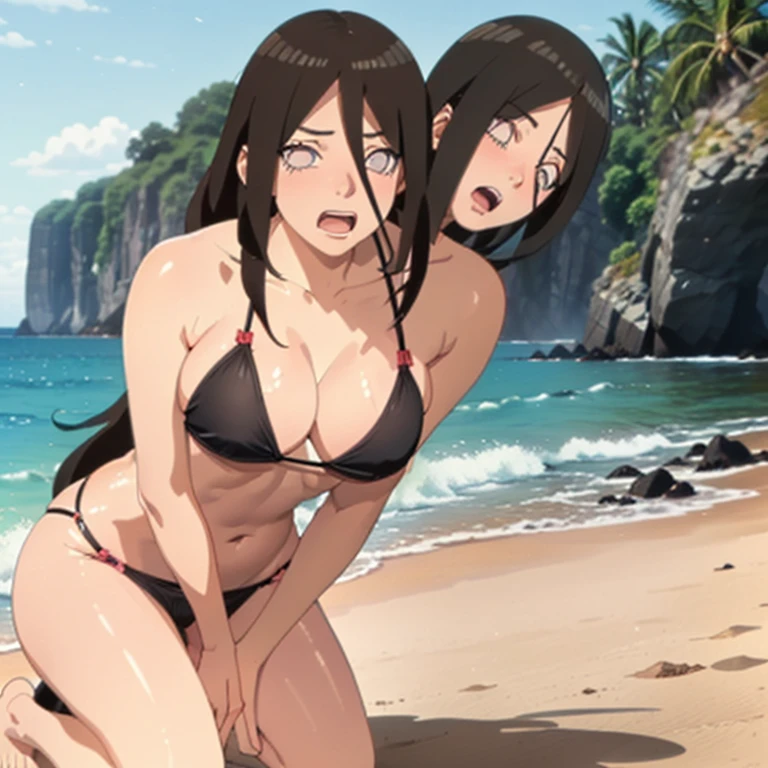 Highest quality,masterpiece,Black Hair,Nudist Beach,Completely naked,JC,Nipples,pubic hair,Multiple girls,School trip,Small breasts