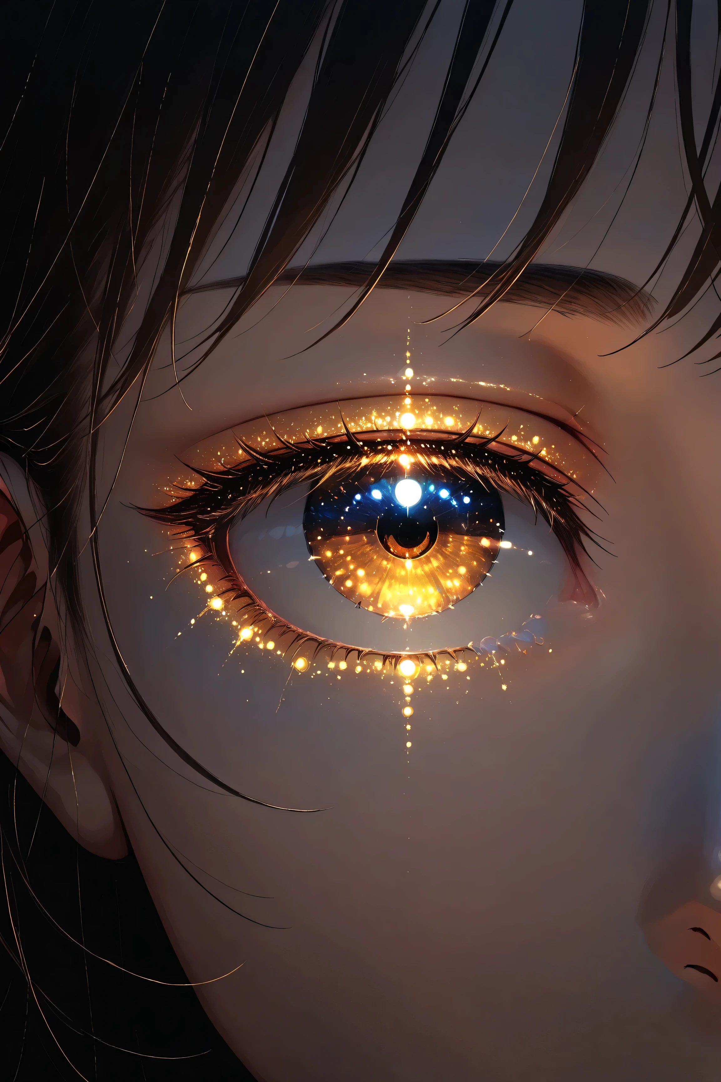 ((best quality)), ((masterpiece)), (detailed), perfect face, asian girl, surreal, sexy space clothes, in the illustrative style of moebius, spaceships, aliens, fantasy, sci-fi, graphic novel, line drawing, french retro, glowing gold eyes, eyes like jewels, eye focus, close up,