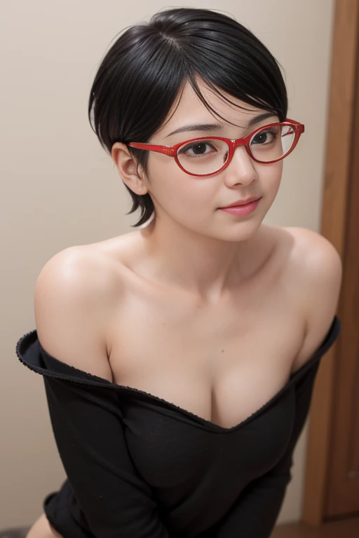 (masterpiece, Highest quality, It captures a very cute moment, Depth of written boundary, Super detailed, Ultra-high resolution, C4D, Octadale, 3D Modeling,Realistic human photos、 8K, 16K, One Girl,Middle school students, Small breasts,Black Hair,short hair,Straight Hair,Light brown eyes,White headband,Wearing black glasses,Cute face), Bloomers, Black tank top, zettai ryouiki, Wet clothes,Classroom Nights,Moonlight, Good elevator, Take off、Real-life skin、Not an anime、Realistic、Not an illustration
