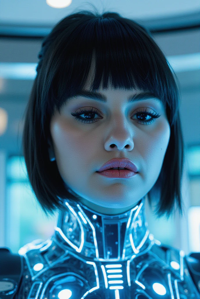 (bldrnrst:1.1), sfw, RAW photo, of a cyborg woman with perfect face, complex background, wires and circuity, mechanical perfection, ((by Juan Civera)), cyber implants, blade runner movie stills, 35mm film scan, 8mm film grain, 8k