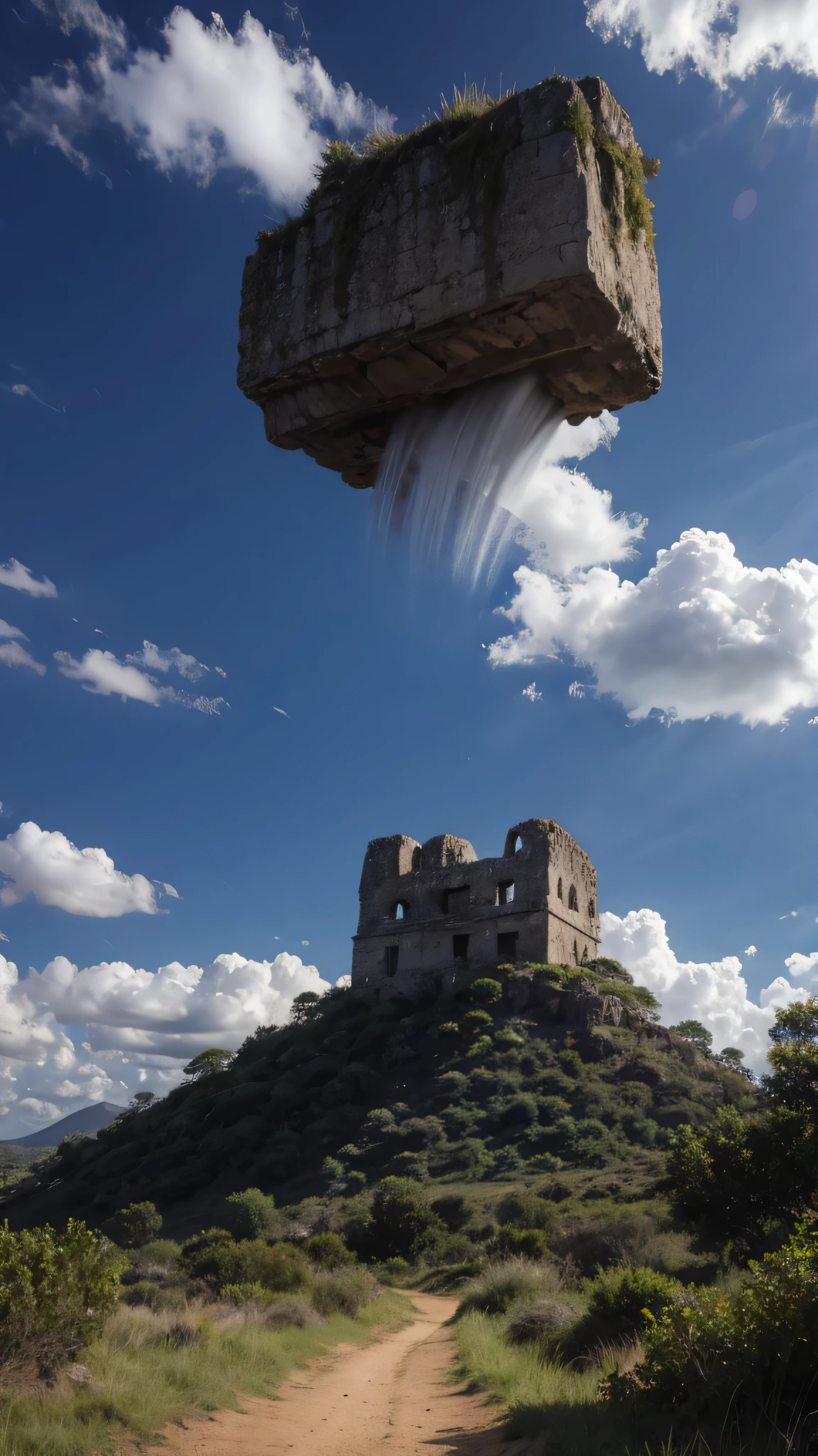 Masterpiece, Highest Quality , High Quality African Great Zimbabwe Ruins , Detailed CG Unity 8K Wallpaper , landscape, Outdoors,Sky and Clouds,Temple built by hollowing out a monolith 、 Great Zimbabwe ruins inside a hole, Color Difference, photorealism , very detailed, Artstation Trend , CGSociety Trends。