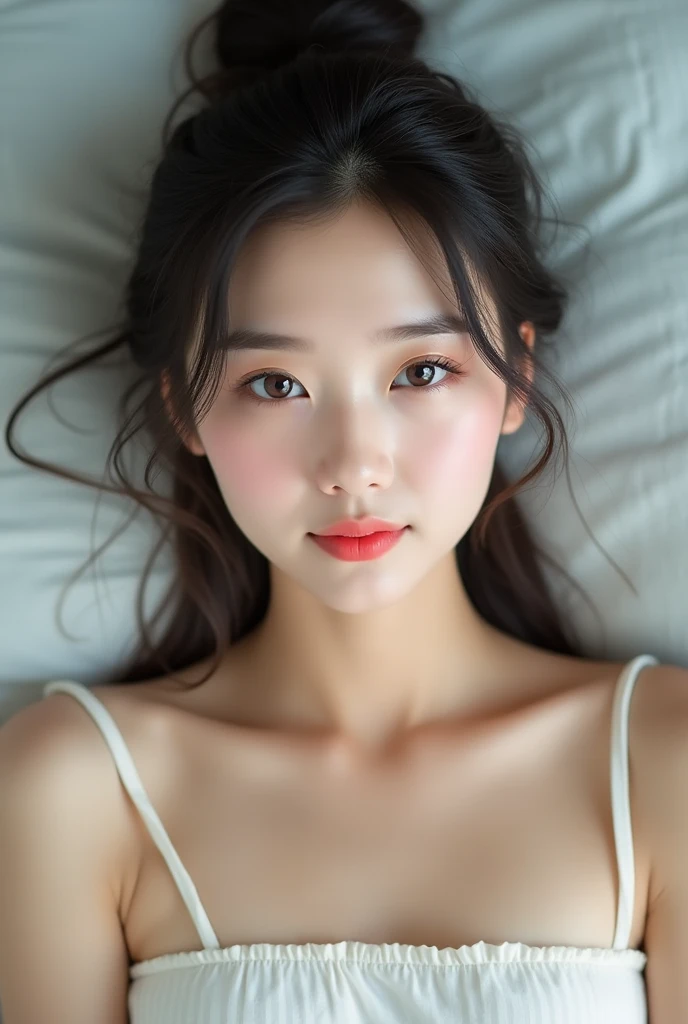 Realな写真、、Japanese high school girl、NUDE、naked、((whole body))、((Small nipple 1.4、pussy:1.3、pubic hair:1.4、Detailed nipples))、Straight Hair、bangs、Detailed face and body、((Lie down in bed:1.5))、Natural lighting、High resolution、Photorealistic、(Highest quality、8k、High resolution、masterpiece:1.2)、Super detailed、(Real、Photorealistic、Photorealistic:1.37)、Realな肌の質感、Detailed eyes and lips、Beautifully detailed face、Long eyelashes、Smooth Skin、Slim figure、Blur the nipples、cute、smile、Young、、NSFW、