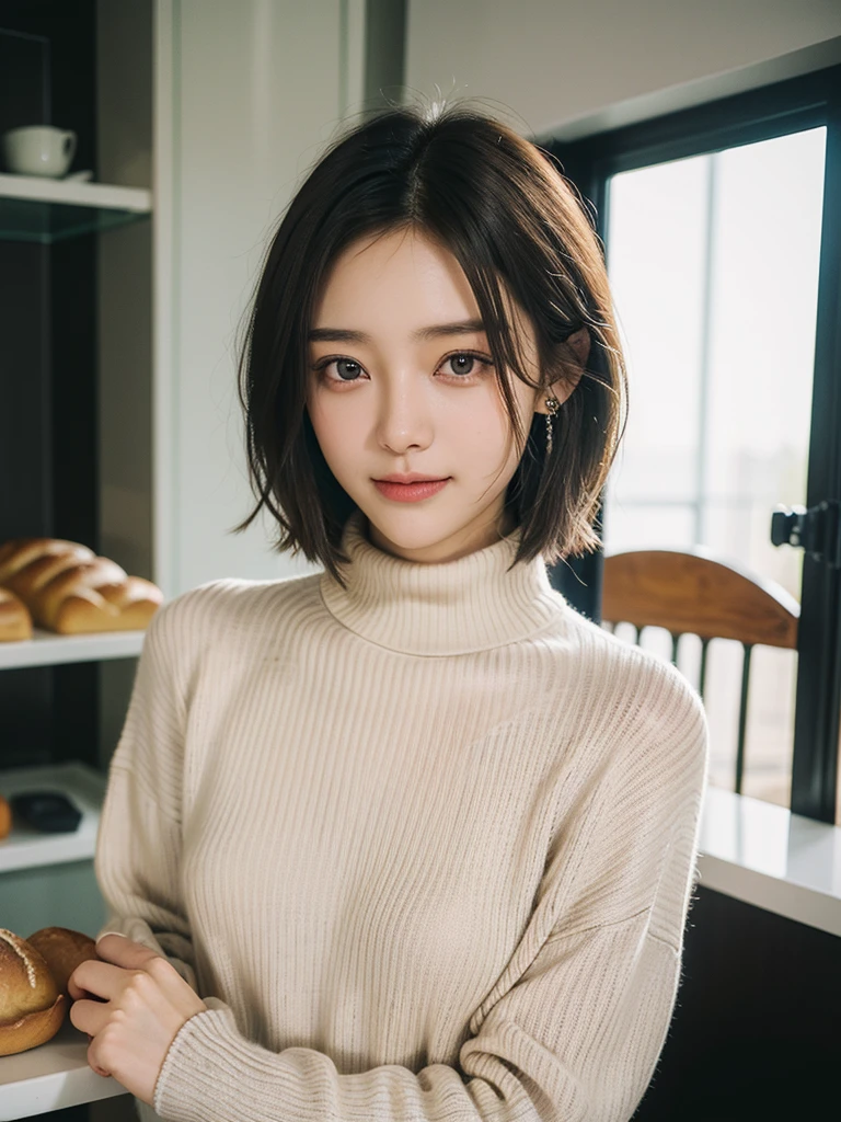 8k, highest quality, masterpiece, Realistic, Realistic, Very detailed, Natural light, Highly detailed face and skin, Fine grain, Highly detailed face and skinの中間ショット, Beautiful woman staring at camera, Sexy pose, Tabletop, Beautiful Face, Realistic Face, Detailed face, Beautiful hairstyle, Realistic eyes, fine grain, Realistic Skin, Detailed skin, Beautiful Skin, charm, Ultra-realistic, Sexy green lace knit, kind, Brown Hair, (((Cute Japanese Girl, whole body,There is a mole around the mouth,Crouching,)))