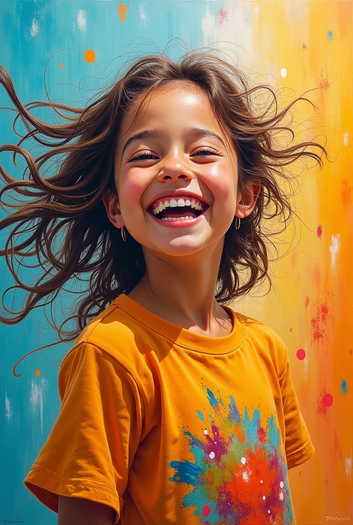 a young girl laughing for joyfull, cherrish to wonderful achievement . Free life and happiness moment