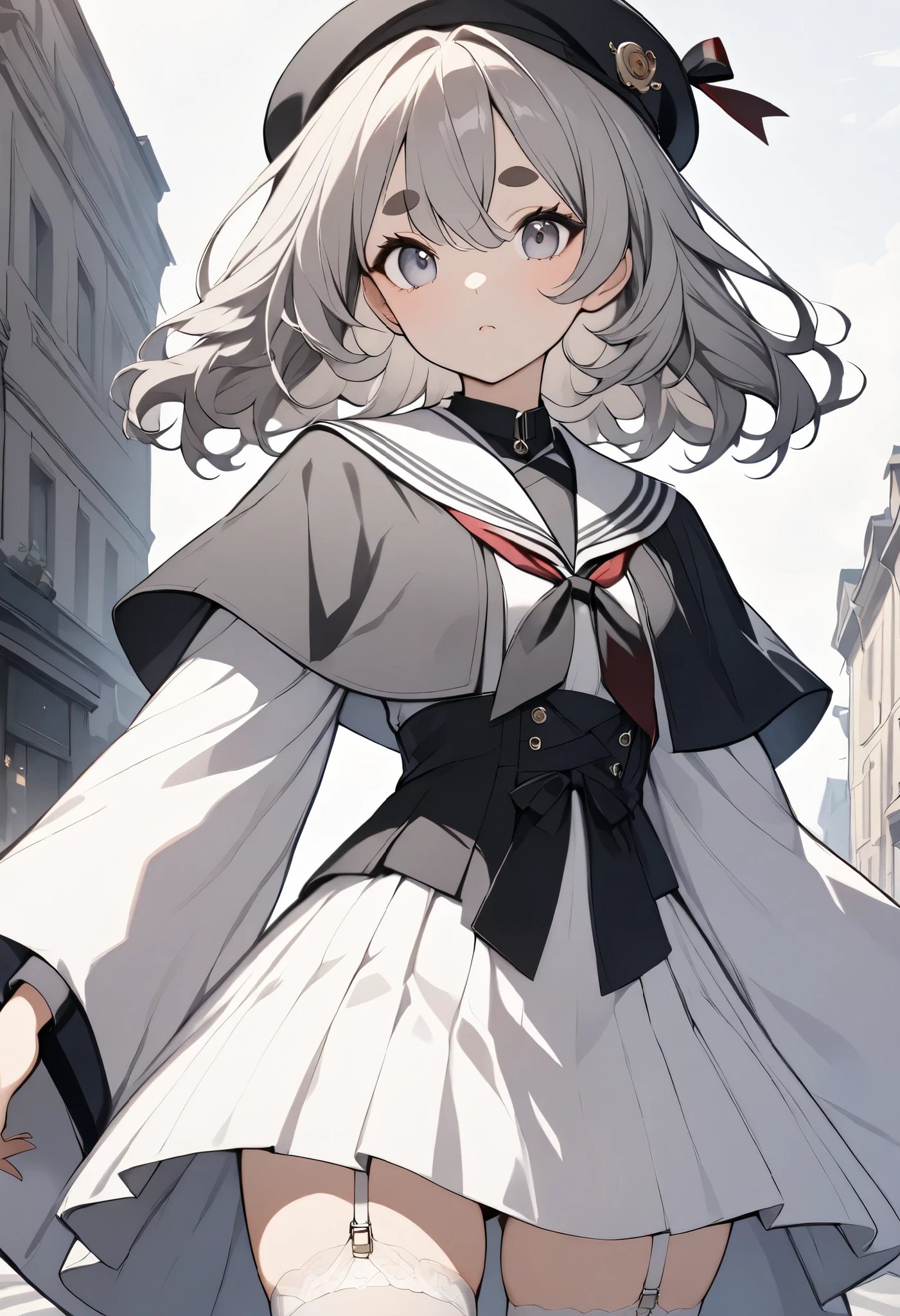 masutepiece, Best Quality,Illustration, Wallpaper, ultra -detail, Absurd beauty, 1beautiful girl、Glitter and big eyes、Hair fluttering in the wind、♡、Smaller head、miscievous smile:1.3、Angle looking up from below、♥️