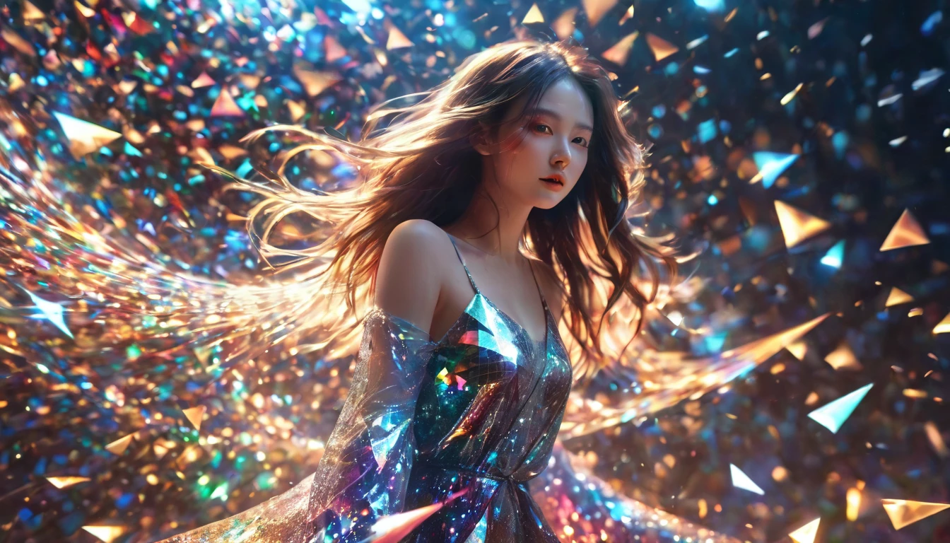 Ultra-Realistic Capture,18k,RAW Photos,Highest quality,masterpiece,reality,Very detailed,Live Action,Very beautiful woman,Android,cyborg,cyber-,((whole body:1.8)),((Very detailedな電子機器)),((Skin that clearly shows the internal electronics)),armor,headphone,Very thin connecting wire,Wet body,Fully transparent rainbow skin,Wet long messy hair,Advanced AI,neon,Small glowing LED light,future,Glowing Skin,Shiny particle long dress,Big eyes,Long eyelashes,debtantasy,movie,Angel,Elegant pose,Underwater,35mm camera,debt/1.8,barefoot,