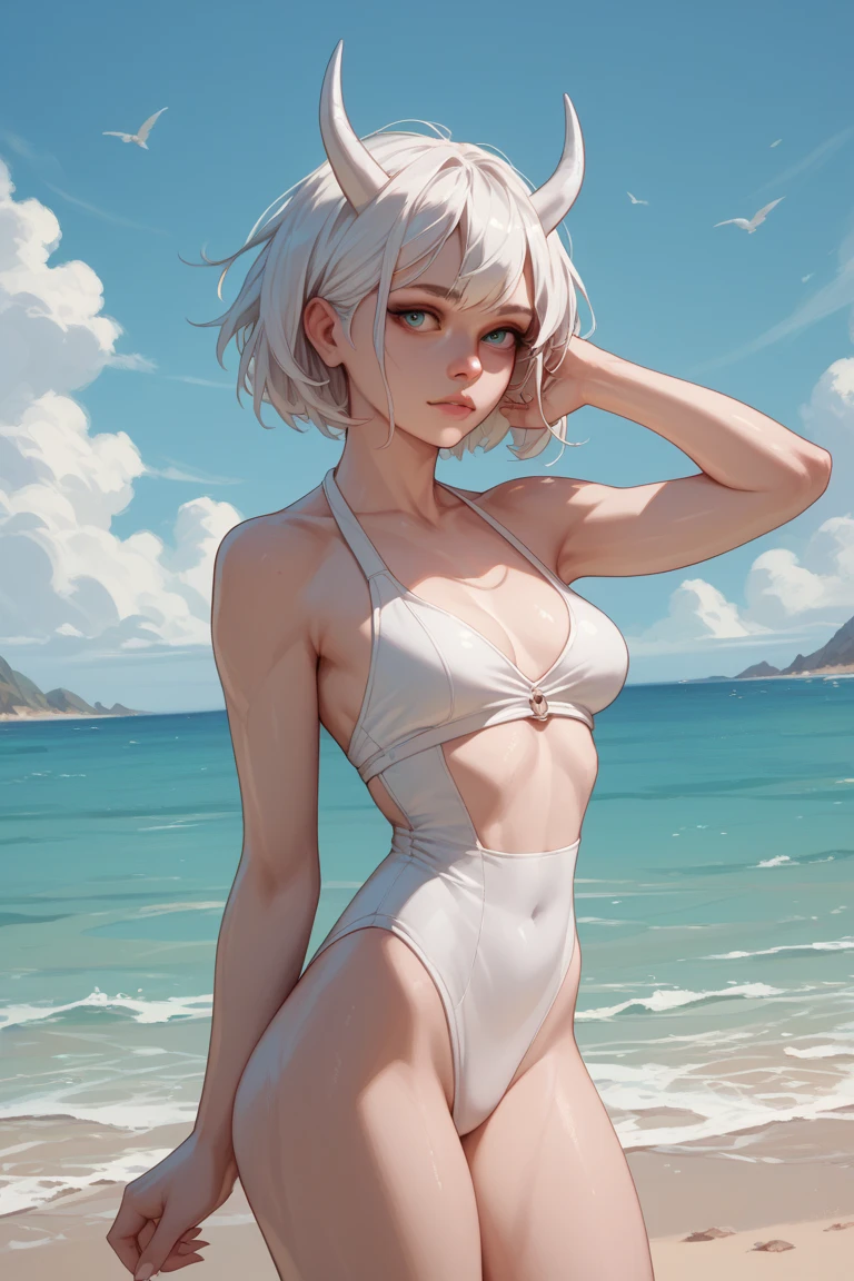 garota, de costas, pale skinned, olhos castanhos, ((don't show face)), Neck strap, ombros, Arms, white bra, Calcinha Branca, bunda grande, pernas grossas, coxa grossas, background scenery, na cozinha, janela, geladeira, tou, mesa, piso, cadeiras, stove