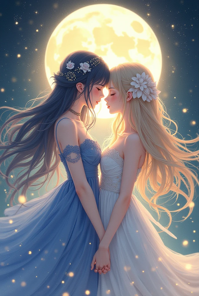 (best quality,4k,8k,highres,masterpiece:1.2),ultra-detailed,(realistic,photorealistic,photo-realistic:1.37),portrait:1.3,concept artists,romantic atmosphere,soft lighting,subtle shadows,muted colors,android app,romantic story,splash screen,lovers silhouette,moonlit night,starlit sky,whispering trees,gentle breeze, sparkling stars,twinkling lights,enchanted garden,glimmering fireflies,magical aura,love in the air,passionate emotions,heart-shaped clouds,soft pastel tones,melting hearts,dreamy ambiance,symbolic gestures,intimate connection,floating petals,romantic sunset(end)