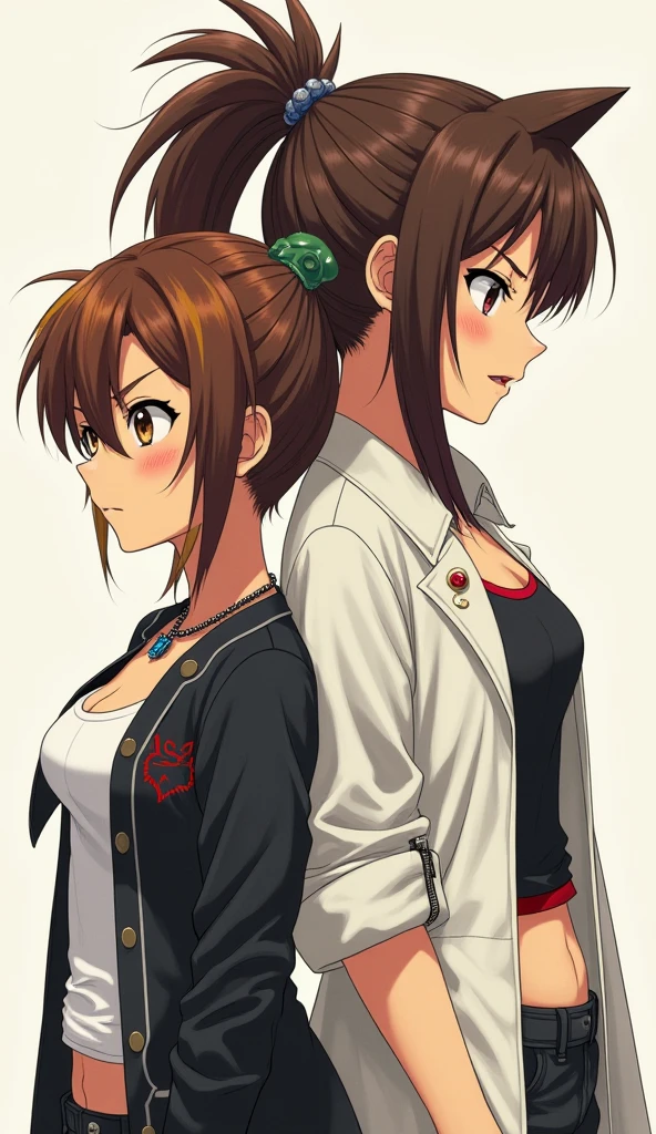 A beautiful woman with big breasts and beautiful legs and brown hair with a hairstyle similar to a bob cut is standing in a red dress with bare shoulders and a denim miniskirt.。