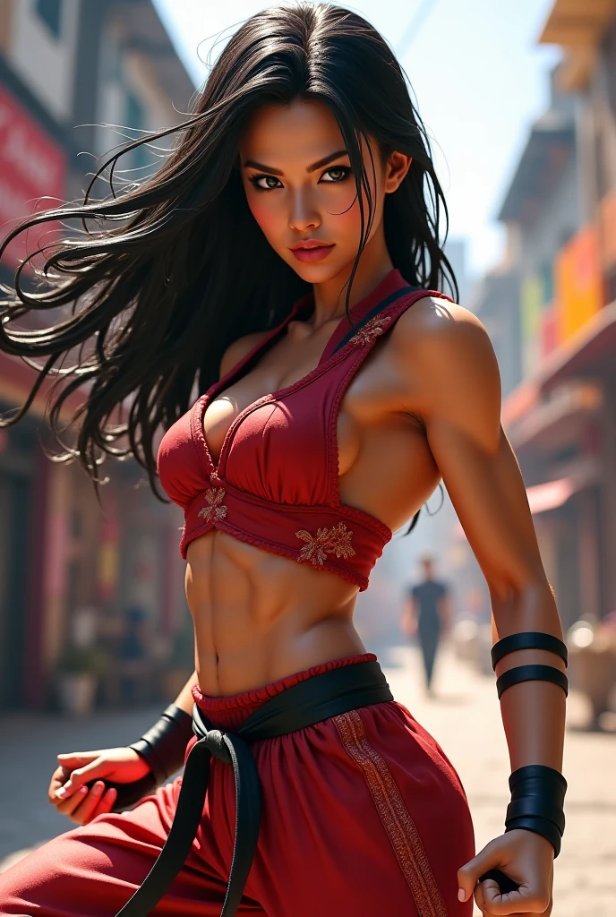 realisitic, chun li, street fighter, sexly, tagged clothes, perfect nipple, perfect shaped breasts, perfect areola, seminua, body revealed, hair in the wind, topless, "no censure"