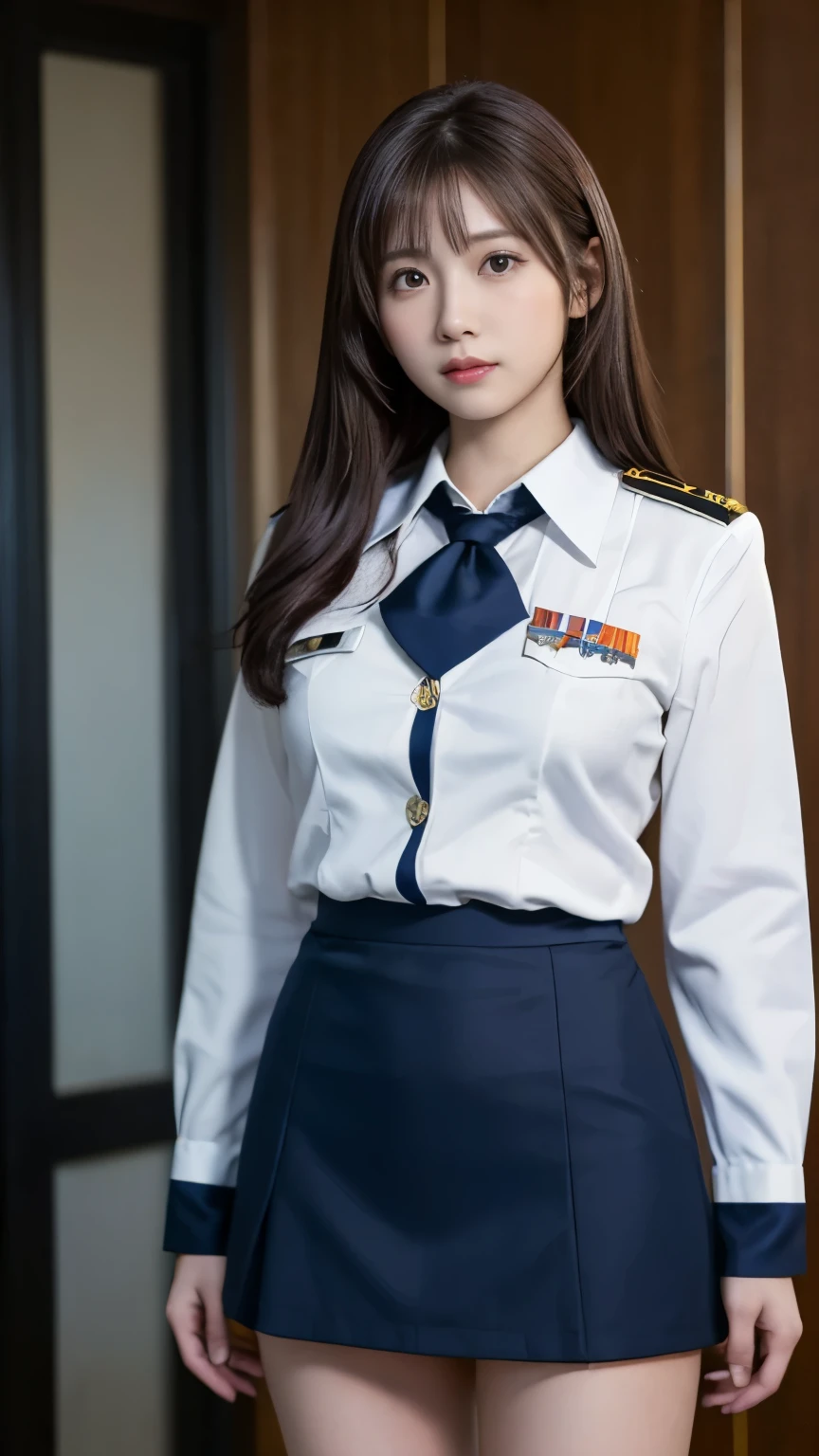 Arafed woman in uniform posing for a picture in a room - SeaArt AI