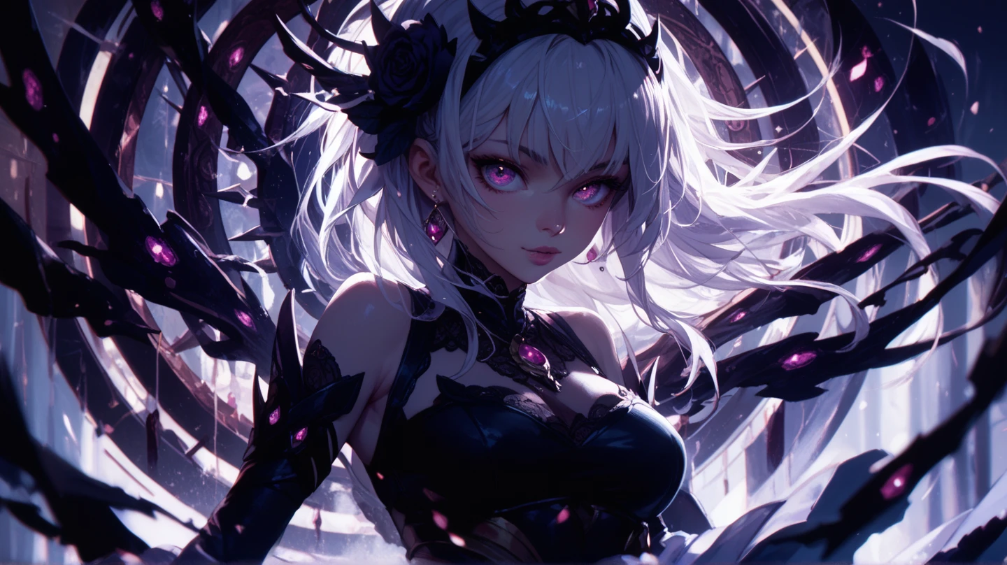 A beautiful demon girl, intricate detailed face, piercing eyes, full lips, long eyelashes, elegant horns, flowing hair, detailed facial features, dramatic lighting, dark fantasy, cinematic composition, vibrant colors, digital art, concept art, highly detailed, 8K, photorealistic, masterpiece full body