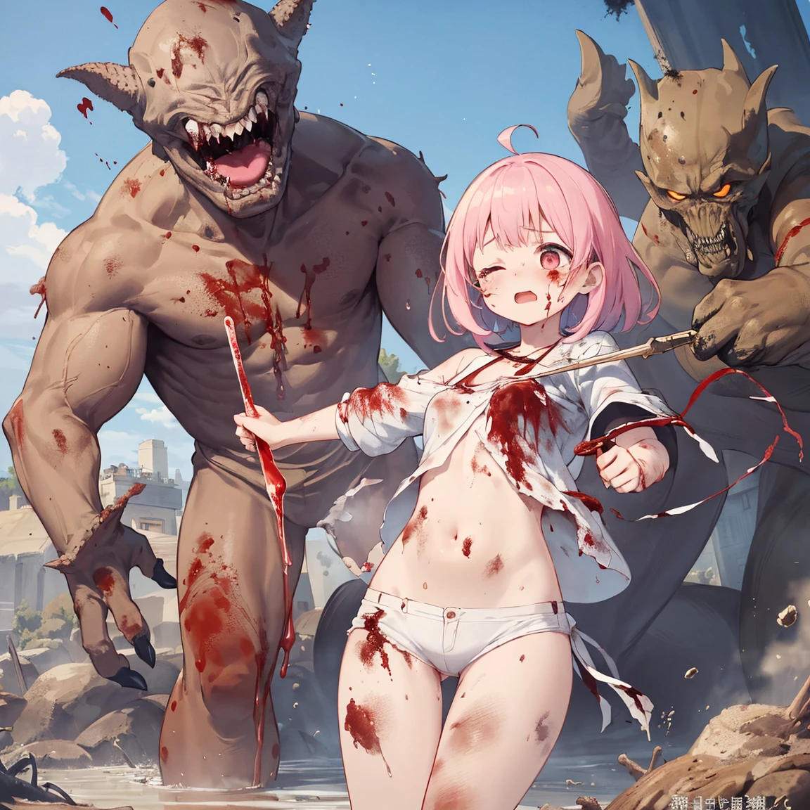 Uninhabited island、hug、flat chest、Rough sex、Both eyes open、Hardcore、Nipples、Raped by an old man、Blowjob、Penis insertion、Pussy、Covered in semen、Girl、Girl、Short、Younger、Lower school year、Baby Face、Violence、Dynamic Angle、masterpiece、best quality、ultra-detail、My hair is messy、Crying for help、He runs away but gets caught、Harem、Half naked、Covered in semen、sperm、Rocky area、Sandy Beach、Ocean、Forest、