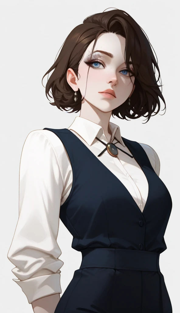 (((masterpiece, best quality, ultra highres, 1 girl, solo, no background))), super detailed skin and face and eyes and finger, beautiful japanese woman, small breasts:1.5, skinny, light brown hair, very short pixie hair, cowboy shot, white background, 2D anime, boyish, expressionless, cartoon, Various clothes, Various poses, Please draw the entire character within the frame, ensuring that the head, arms and legs are not cut off, with the character positioned centrally, female genitals visible through tight clothing, nipple,