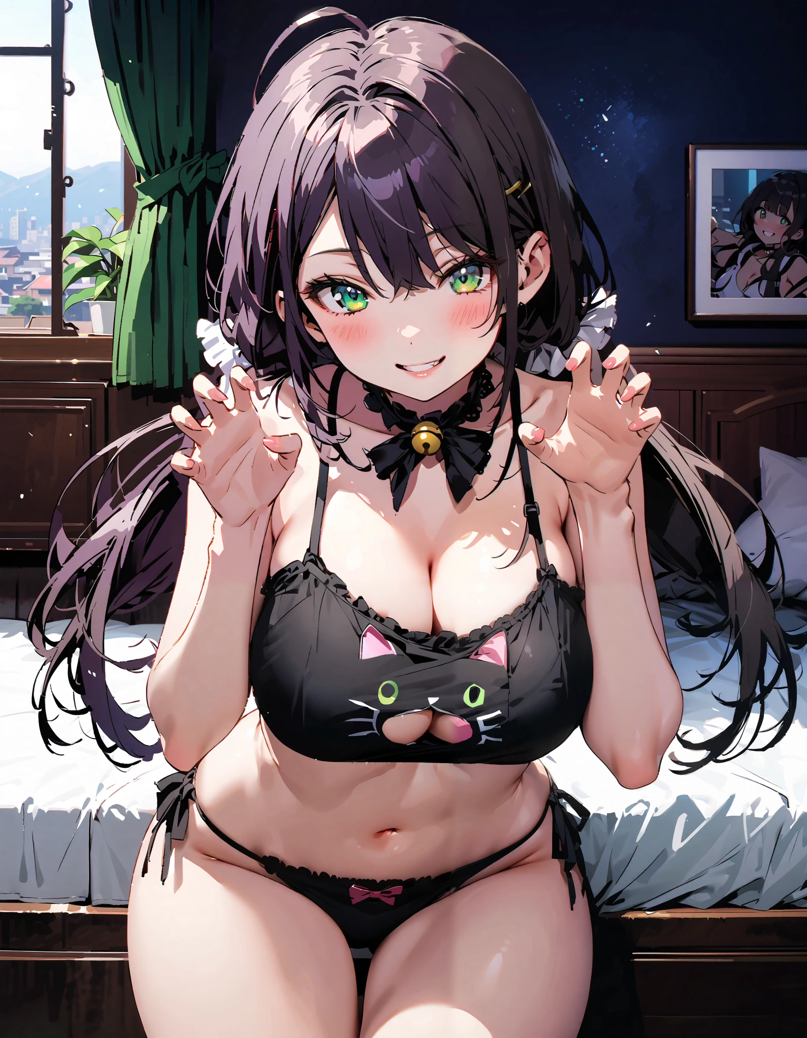 sex, hentai, orgasm, medium breast, sweat, pair, whore, Prostitute, erotic lingerie, 1 guy, light purple eyes, glasses, a high resolution, 8k masterpiece, Fantasies, nipples, open mouth, bedroom, Bikini, cat&#39;s ears, 