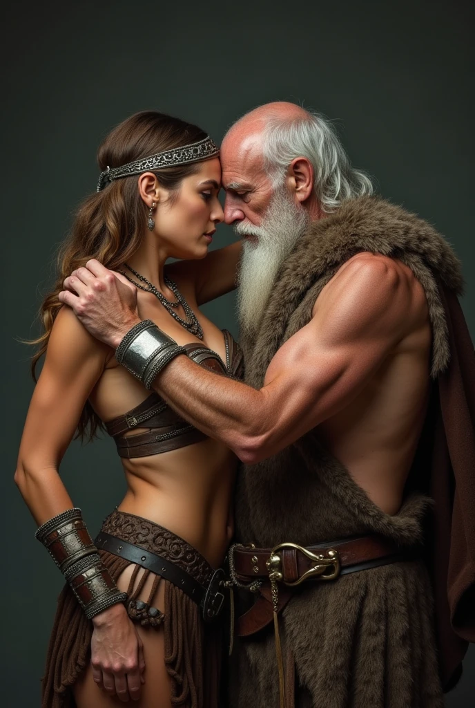 nude woman with long hair holding the severed head of a man with a beard in her hand by his hair, full-length, masterpiece, best quality, 4k, epic, epic detail, perfect geometry, masterpiece, highest quality, photorealistic, super high detail, fancy 8k post-processing on artstation, dark-dark fantasy, The Forgotten Realm, -chaos 5 -ar 3:4 -stylize -700