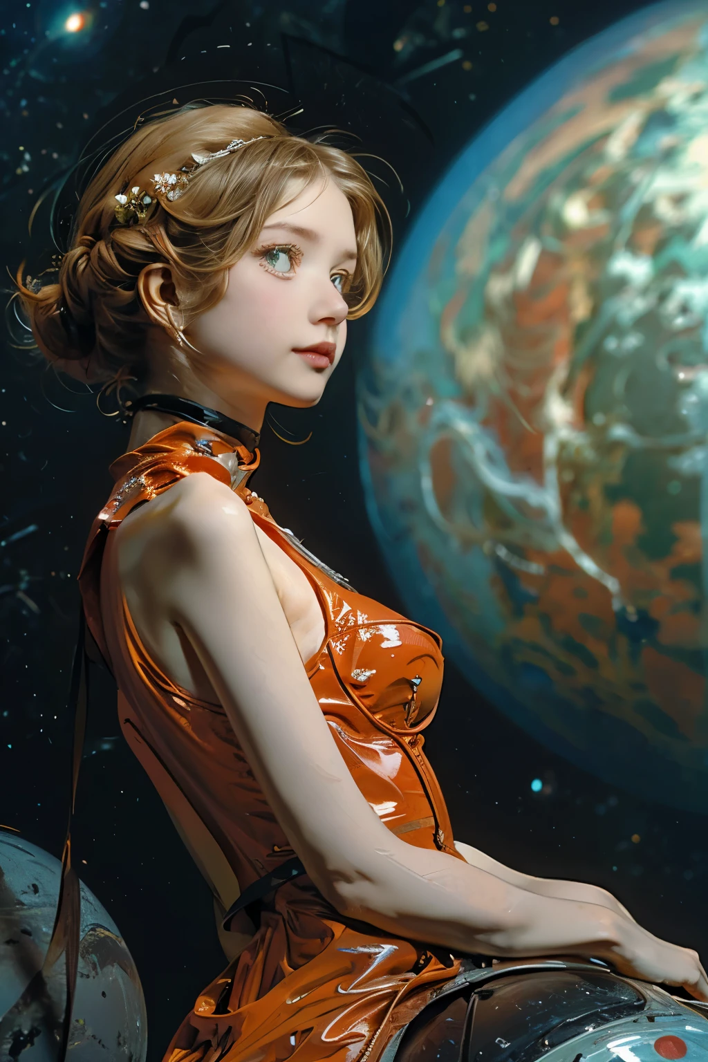 Twenty year old French woman in a spacesuit、I'm wearing an airtight helmet、 and she came to an unknown planet to meet aliens、(She didn't skimp on danger and got off the spaceship and began her adventure)、 perfect proportions 、A detailed depiction of a beautiful face、 well-shaped bust、Cute ass、 Max Image Quality、 masterpiece、Photo、 is present、(Barren planet)
、Venus body、missionary pose、whole body、