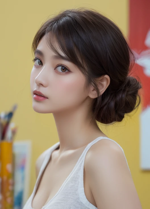 (( Top Quality)), (超 high image quality), ( very detailed),( detailed description), (( best CG )), ( Masterpiece), Super Fine Art , (8k, 32K, Masterpiece), ( is present), ( is present :1.2), ( high image quality), very detailed, very beautiful face and eyes , 1 female, ((:1.3)), slim waist, Delicate body, ( Top Quality, attention to detail, Skin Details ), (Oil paint:1.2, perfect :1.3), (( casual fashion)), The background is a shopping mall, (Face close-up), ((double eyelids))