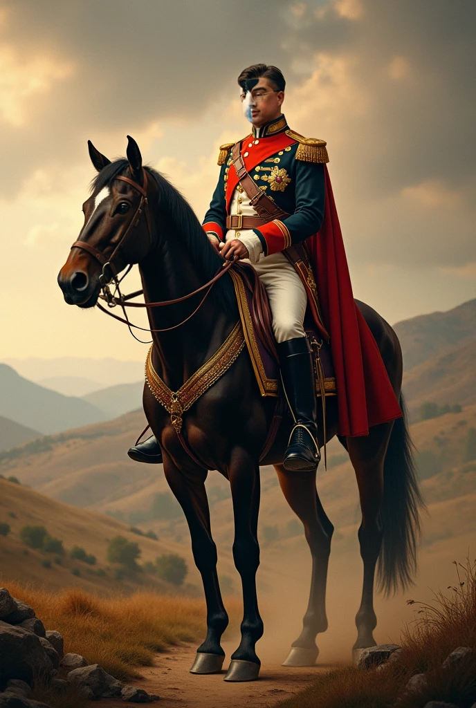 Emperor Napoleon on horseback at dusk