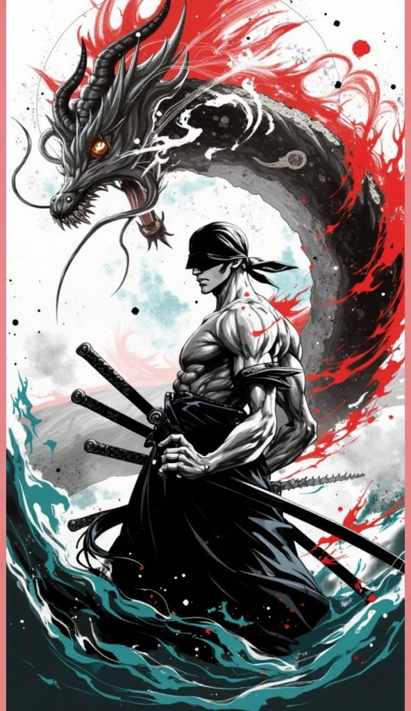 a black and orange comic book character with a sword by yoji shinkawa, light gray and red, limited color range <lora:shinkawa_youji_xl_v1f:1>