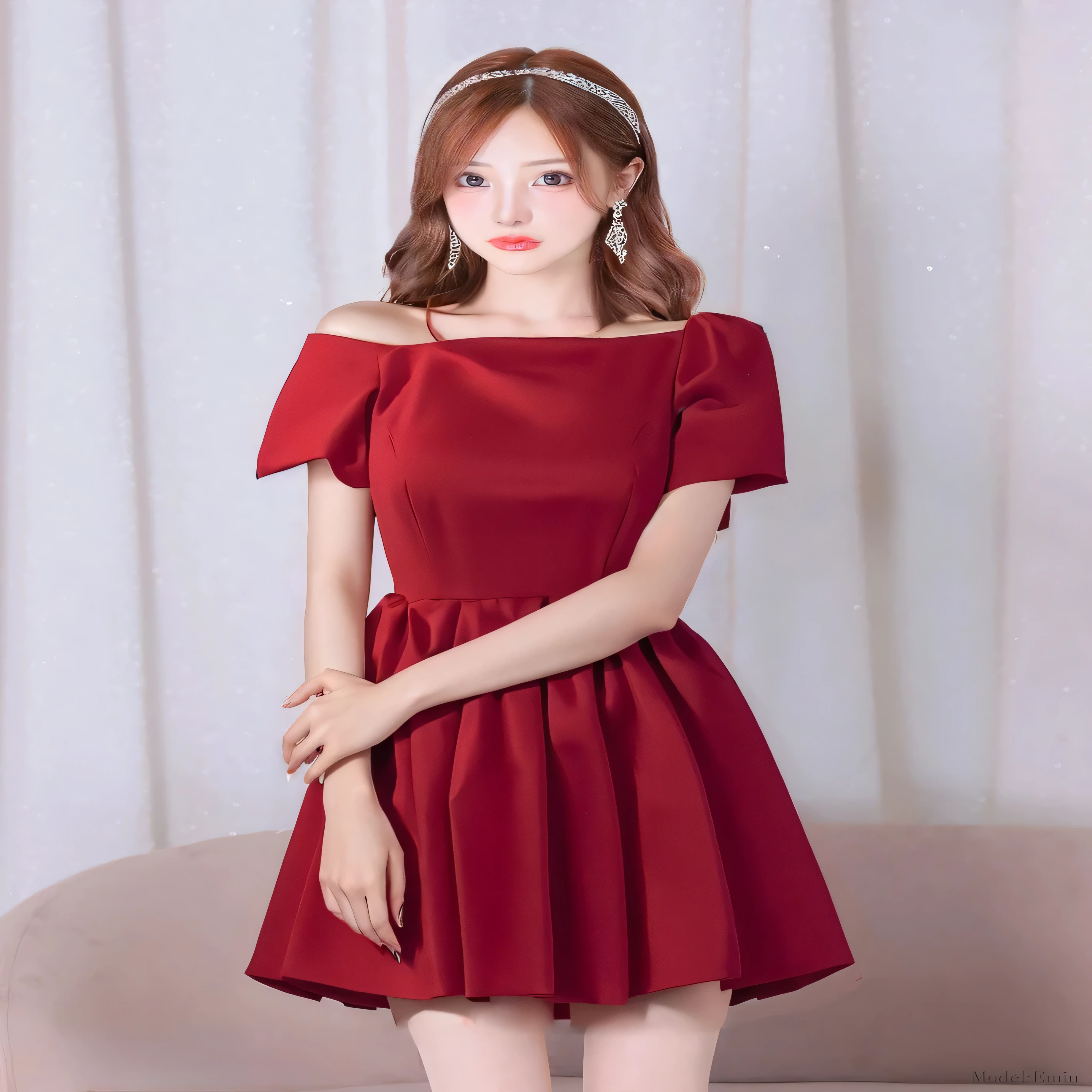 Araffed woman in a red dress posing for a picture - SeaArt AI