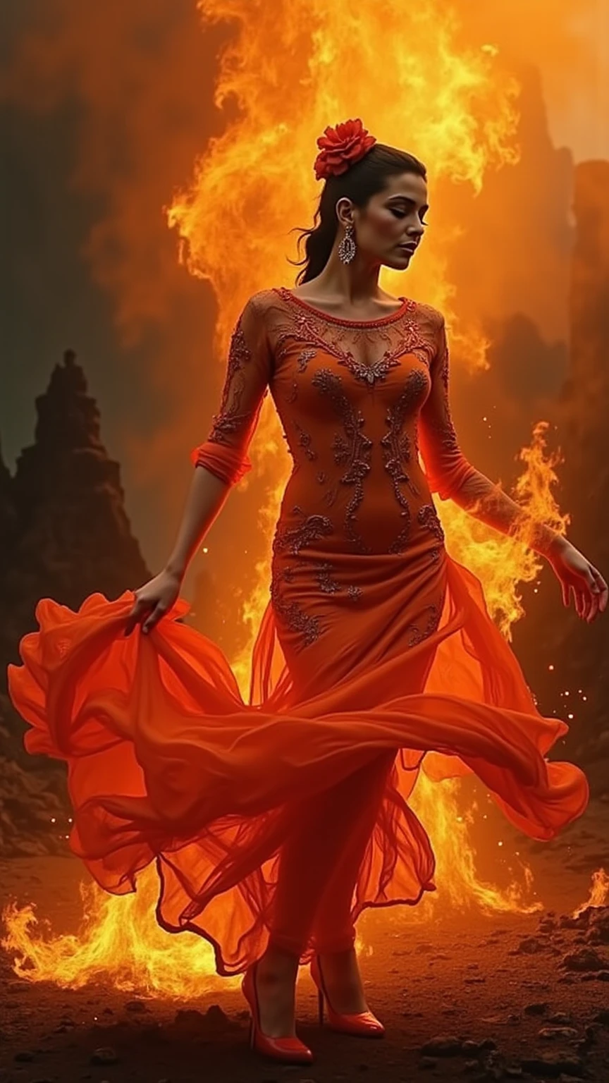 nixeu style, watercolor brushstrokes, fantasy mythical creature with glowing orb similar to black hole for head and female body, orb is surrounded by glowing aura like flame, also orb is curved with glowing magical orbs, she is wearing ornate but torn and deformed red dress with golden edges and damaged chainmail armor over dress, dark and eerie atmosphere, chromatic aberration and film grain, fantasy <lora:SXZ_Nixeu_Flux:1.5>