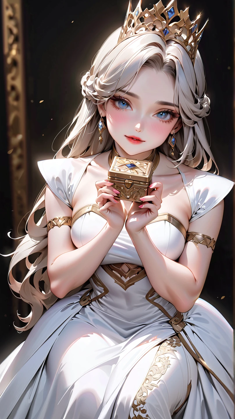 (high-detail、high-level image quality、8k)、(Beautiful goddess wearing a crown of flowers、Pure white dress)、(The Mysterious World of Creation)