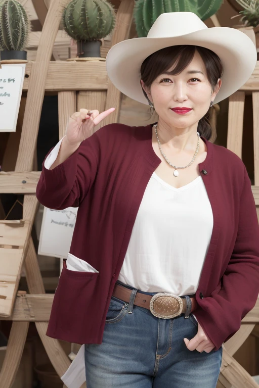 Beautiful mature Japanese woman aged 55, Married women, Fine wrinkles, Long eyelashes, Low Ponytail, Red lipstick, Large Breasts, Pearl Necklace, Earrings, Red lipstick, Straw hat, Insect collection, Under the blazing sun, Sweaty, forest