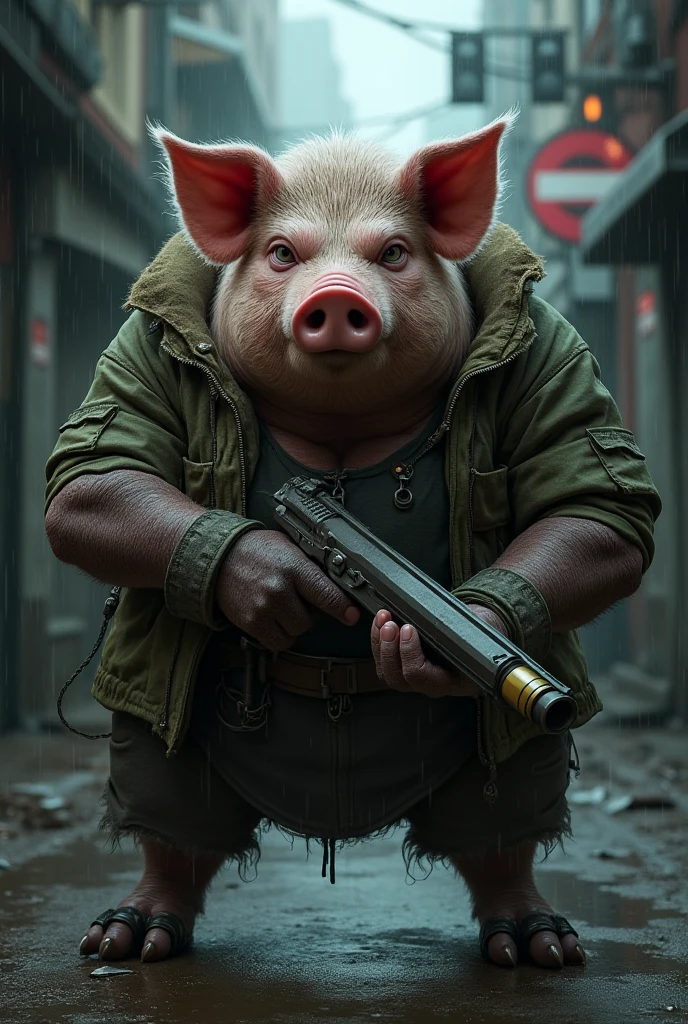 a pig Thug , weapon ,Virtual cover