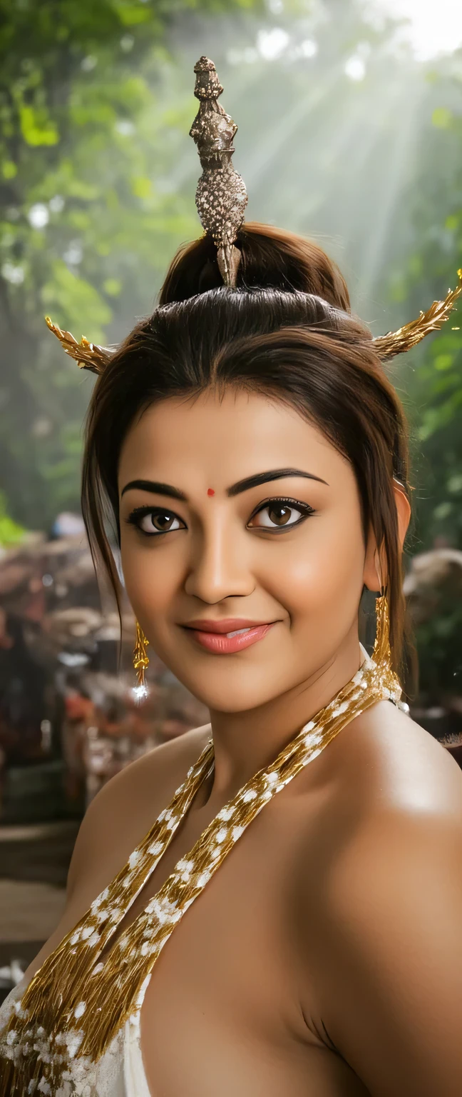 Day scene,full view,a extremely beautiful powerful goddess durga,wearing a crown,holding a trishul,in jungle (Forest),hyper detailed,cinematic lighting,intricate details,photorealistic,8k,masterpiece,(best quality,4k,8k,highres,masterpiece:1.2),ultra-detailed,(realistic,photorealistic,photo-realistic:1.37),incredible detail,dramatic lighting,highly detailed face,beautiful detailed eyes,beautiful detailed lips,extremely detailed eyes and face,longeyelashes,dramatic pose,intricate jewelry,ornate trishul,glass bottles,reflective surfaces,atmospheric lighting