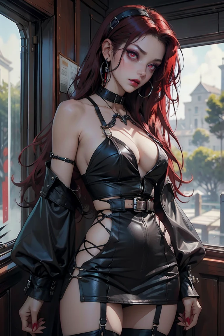 a close up of a woman in latex posing in front of a full moon, seductive cyberpunk dark fantasy, extremely detailed artgerm, 8k high quality detailed art, beautiful succubus, gothic fantasy art, redhead queen in heavy red armor, trendin on artstation, gothic maiden anime girl, red haired goddess, ornamental gothic - cyberpunk, epic exquisite character art --auto --s2