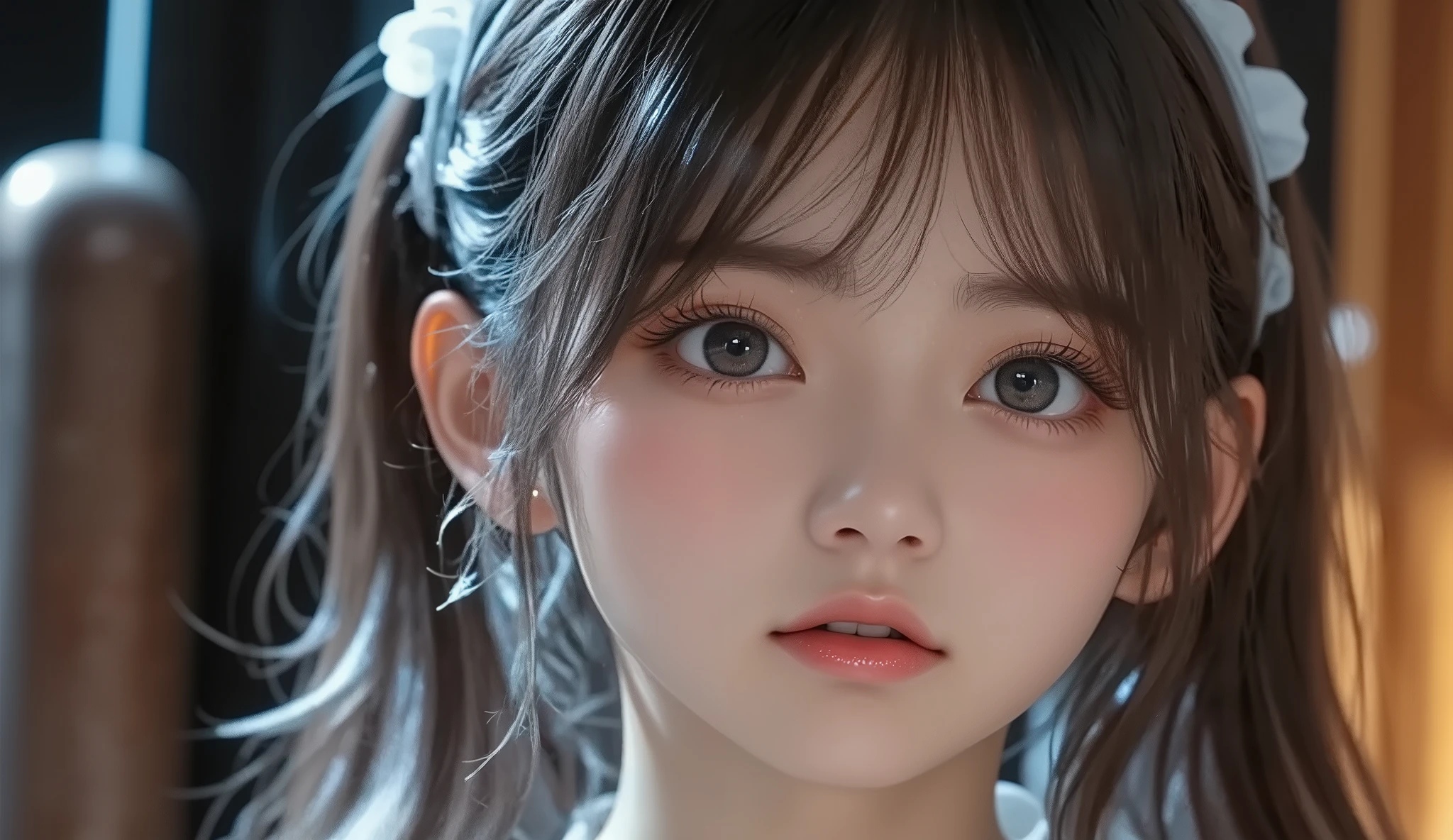 8k, ultra high resolution , top quality, masterpiece,rule of thirds,golden ratio, surreal, photos, one woman,( girl:1.3), cute, cute顔, Beautiful Eyes in Every Detail , 細かく Details, mature woman, princess,full body,smile, black hair,Long layers,ID photo,future, Brutal Cyberpunk Woman , luxurious and beautiful ,(( summer knit )), (( micro mini)), ((Knee-high socks)),Short sleeve, very delicate expression , delicate eye description,, Healthy body shape, (( 1 female)), Height: 160cm, (( thin thighs)) ,( thin waist:1.4)、( Beautiful :1.4), pink lips, profile,((( ideal body shape))),Small bust, A cup :2,、 portrait:2、 perfect anatomy 、鮮明な Details、 Details, thin lips,Perfect and beautiful face ,完璧で cute顔, Meticulous Skin , Perfect Limbs 、 thin waist, surreal,Light and Dark, fashion magazine cover,glowing