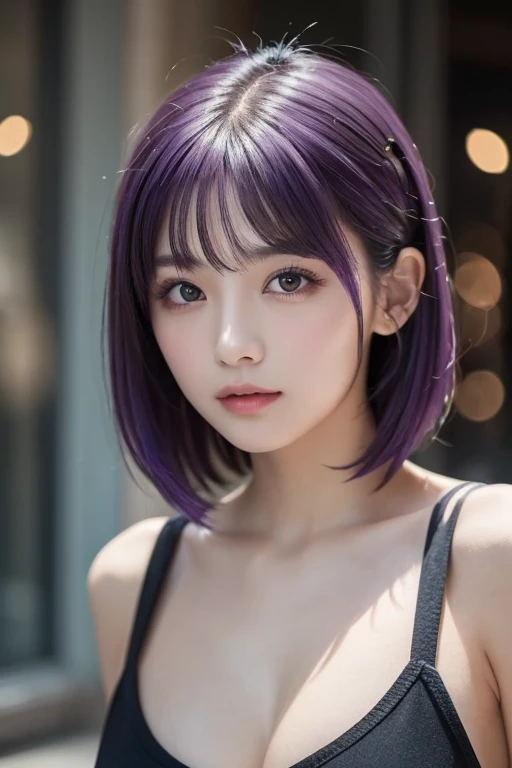 (Hyper Real), ancient shrine maiden, female shaman, giant beauty, safe, high resolution, real short hair, blonde, blonde woman, skin texture details, super high resolution, realistic, plump figure, smile, beautiful expression, small purple hair Airy long blonde hair, divine spirit, very delicate and detailed skin texture, (ancient luxury luxury temple), ancient priestess, big cleavage, plunging neckline, big red lips , (luxurious black costume and luxurious accessories)