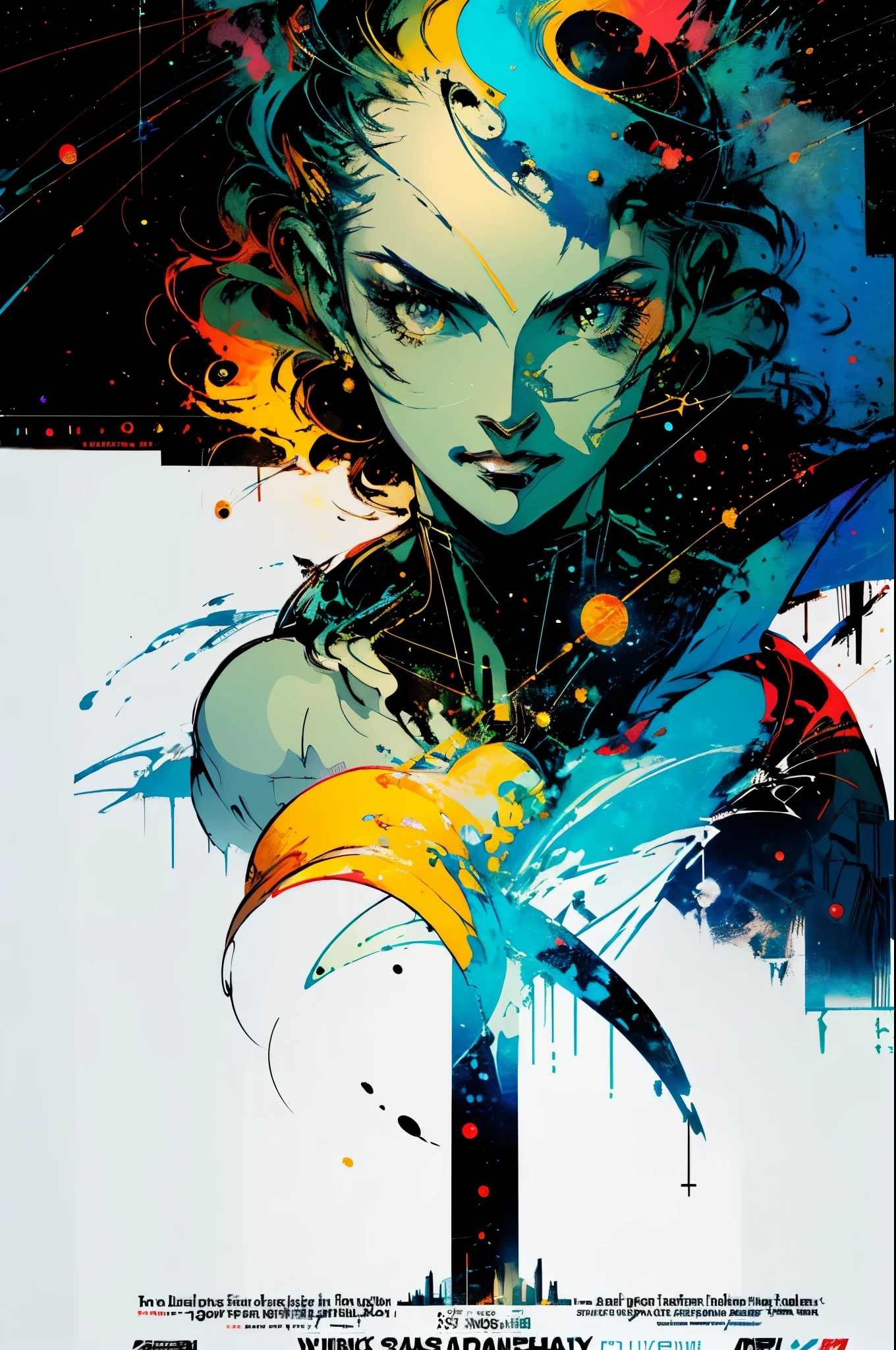 (((masterpiece,best quality))),32K Wallpaper,((( very detailed poster))),retro vintage,sci-fi,(((space thriller cinematic movie poster))),(((Bauhaus))),(((mid-century modern))),(((unbelievable astronomy))),(solo1girl :1.2)