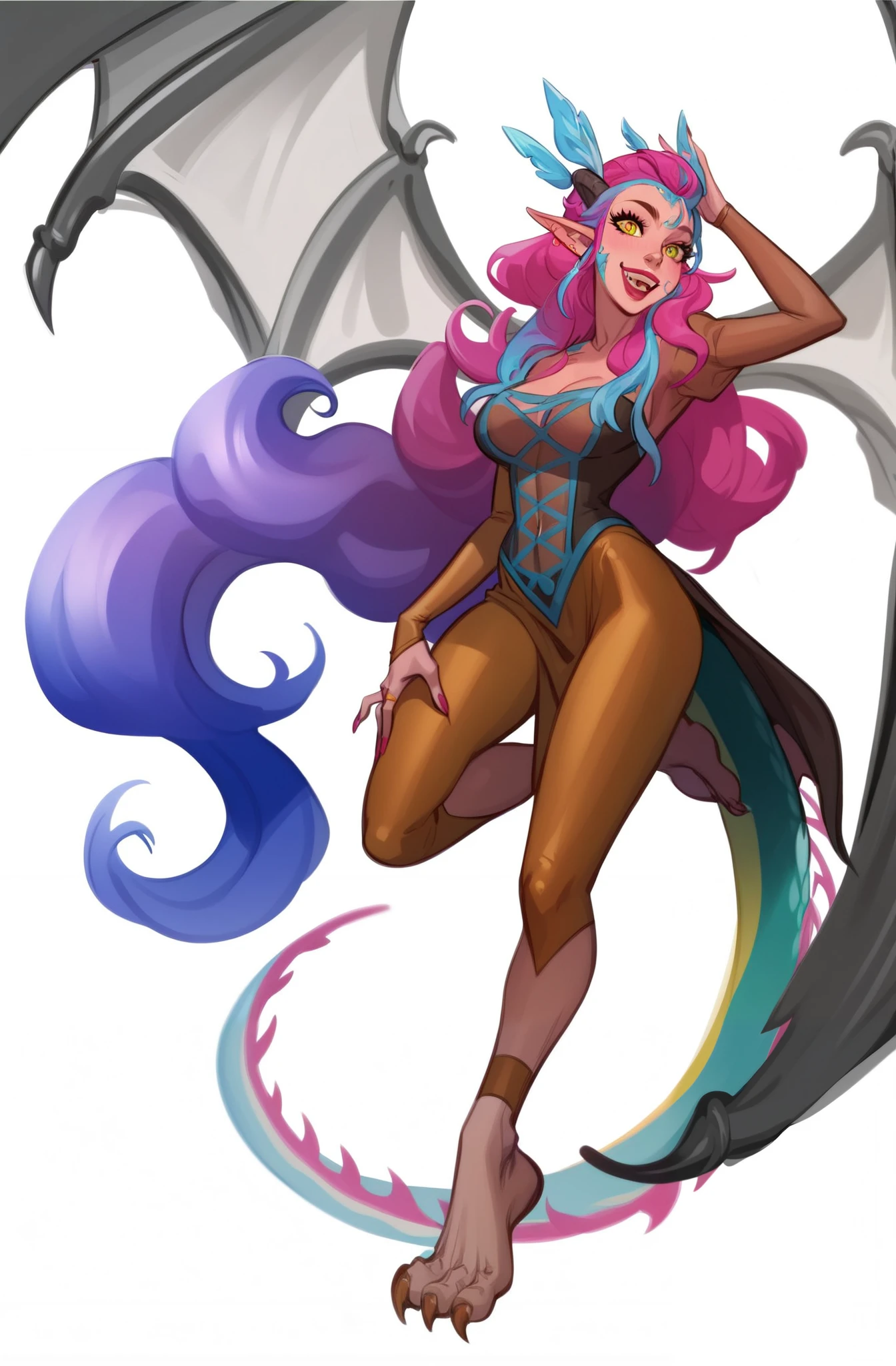 a cartoon picture of a woman with a dragon like body and wings, succubus in tight short dress, beautiful succubus, commission for high res, succubus in sundress portrait, dragon girl, lamia, monstergirl, oc commission, artgerm and lois van baarle, succubus, artgerm colorful!!!, extremely detailed artgerm