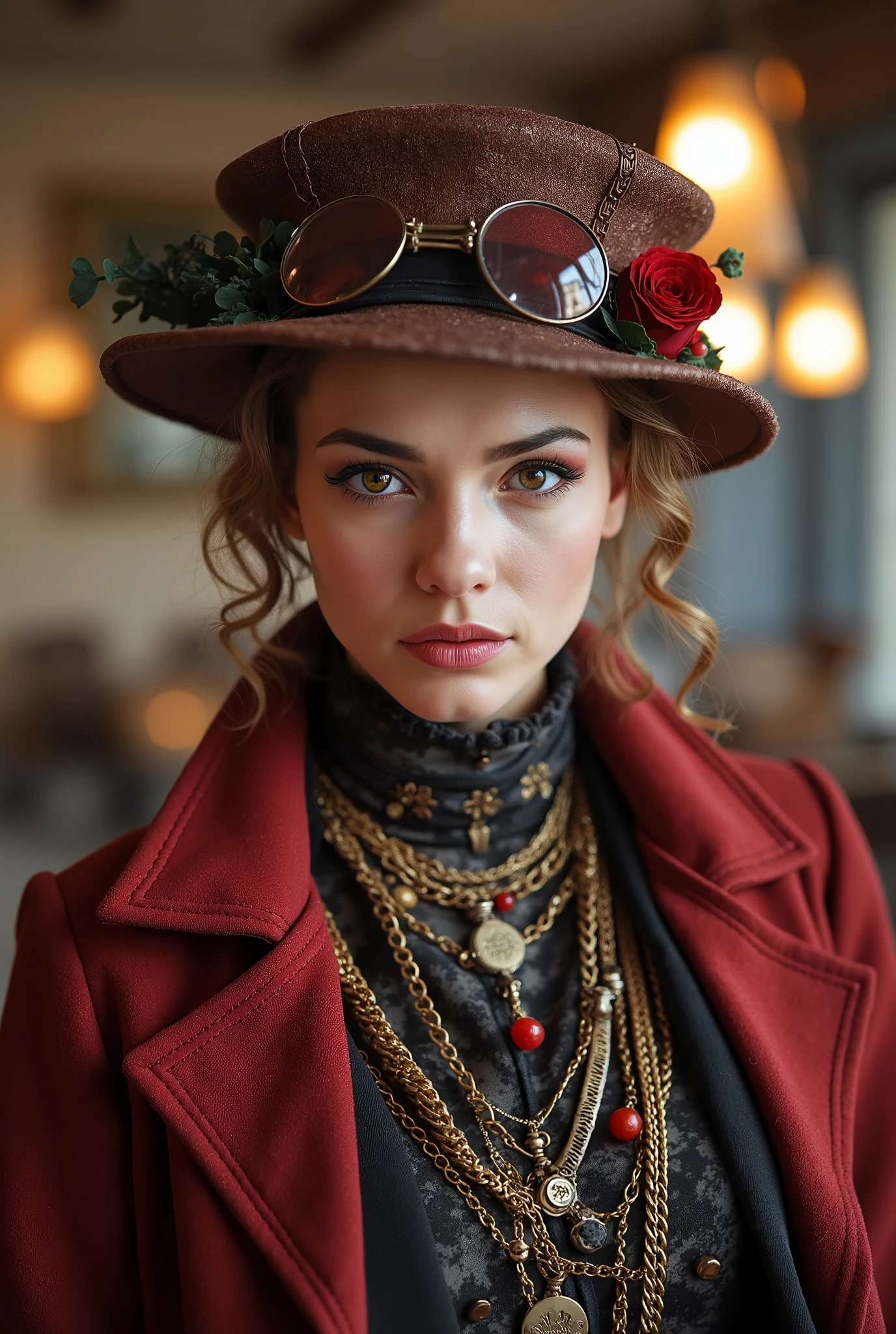 Здесь женщина в шляпе в стиле steampunk держит бокал красного вина .., steampunk, usando trajes steampunk, steampunk inventor girl , (steampunk), ( steampunk ), стиль steampunk, steam punk , steampunk Fiction, steampunk эстетика, uma deusa steampunk bonita, красивая женщина-аниме в стиле steampunk, steampunk, fantasia steampunk, стиль фэнтези steampunk, арт steampunk, арте цифровой steampunk, roupas steampunk, smile,