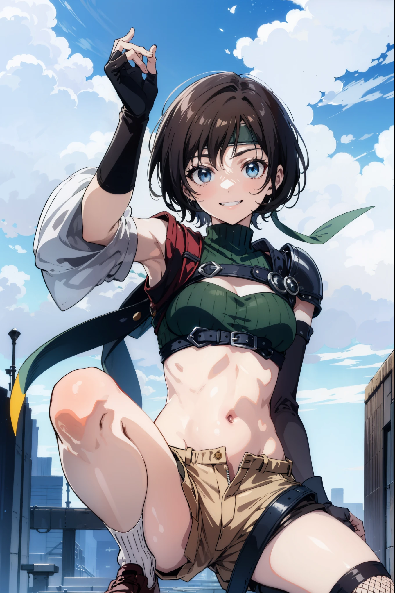 absurdos, high resolution, ultra detalhado, Toph beifong , cara decepcionada , Sozinho , jaqueta de galho, roupas abertas, bra , peito grande ,shorts , olhando para o espectador , quarto .