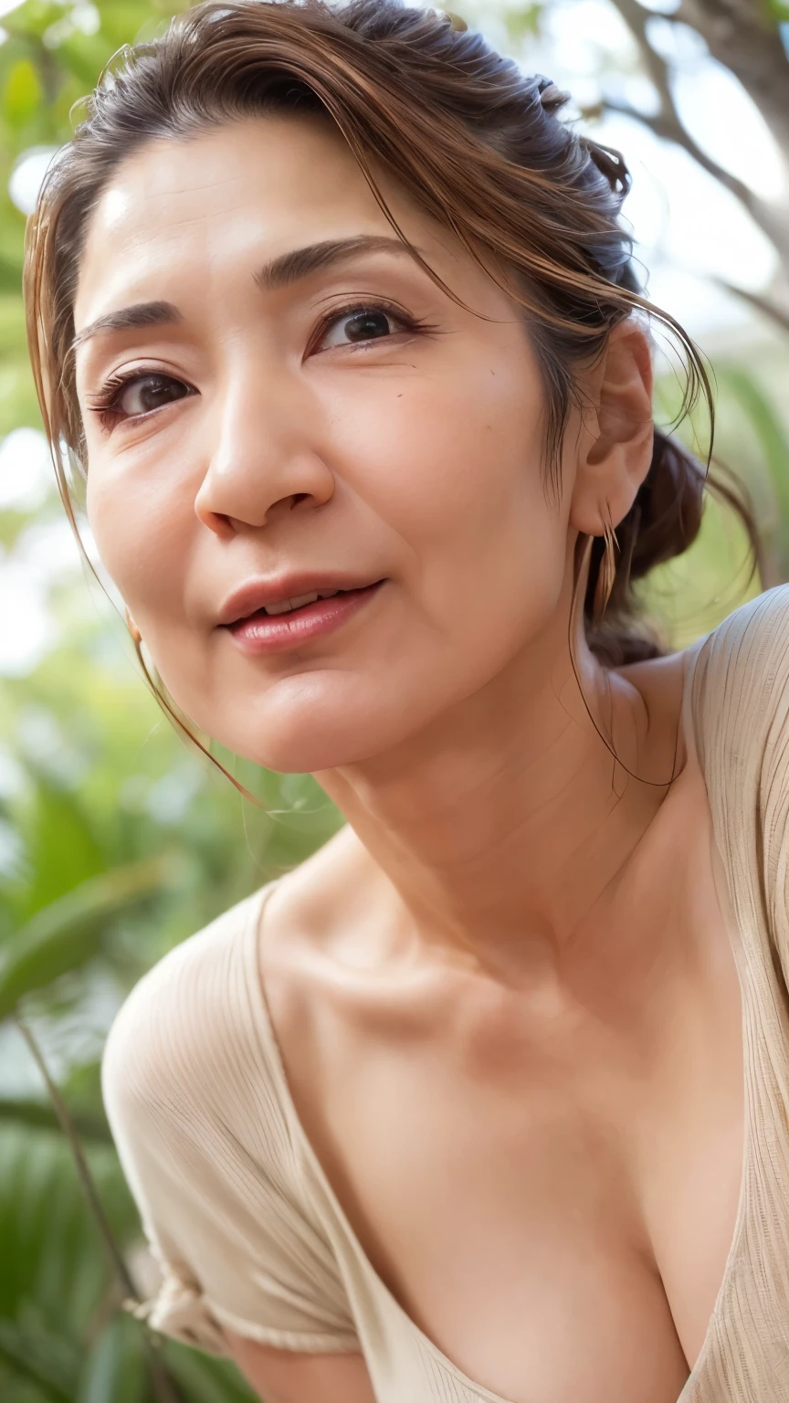 (( top quality)), ((8k)), (( Masterpiece: 1.3)), (Perfect Look), ( photorealism: 1.6), (AYN ), (ti), (JMA), 1人の Japanese mature, ( Japanese matureのポートレート), (65 years old, Japanese mature), (( realistic skin texture in a loud voice)), ( fine wrinkles all over skin ), ( has dull skin ), ( facial wrinkles), ( Wrinkles Around Eyes), double eyelids, Tear bags under the eyes , (Branch from below),