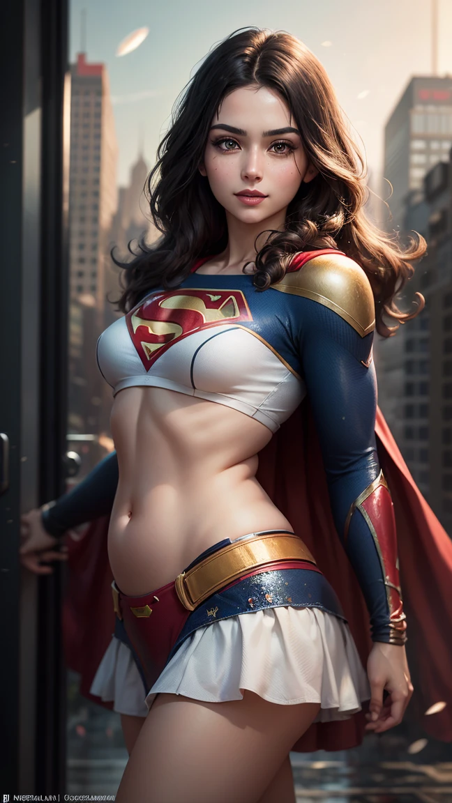 Beautiful woman detailed definition of body using Superman role-playing, big breasts