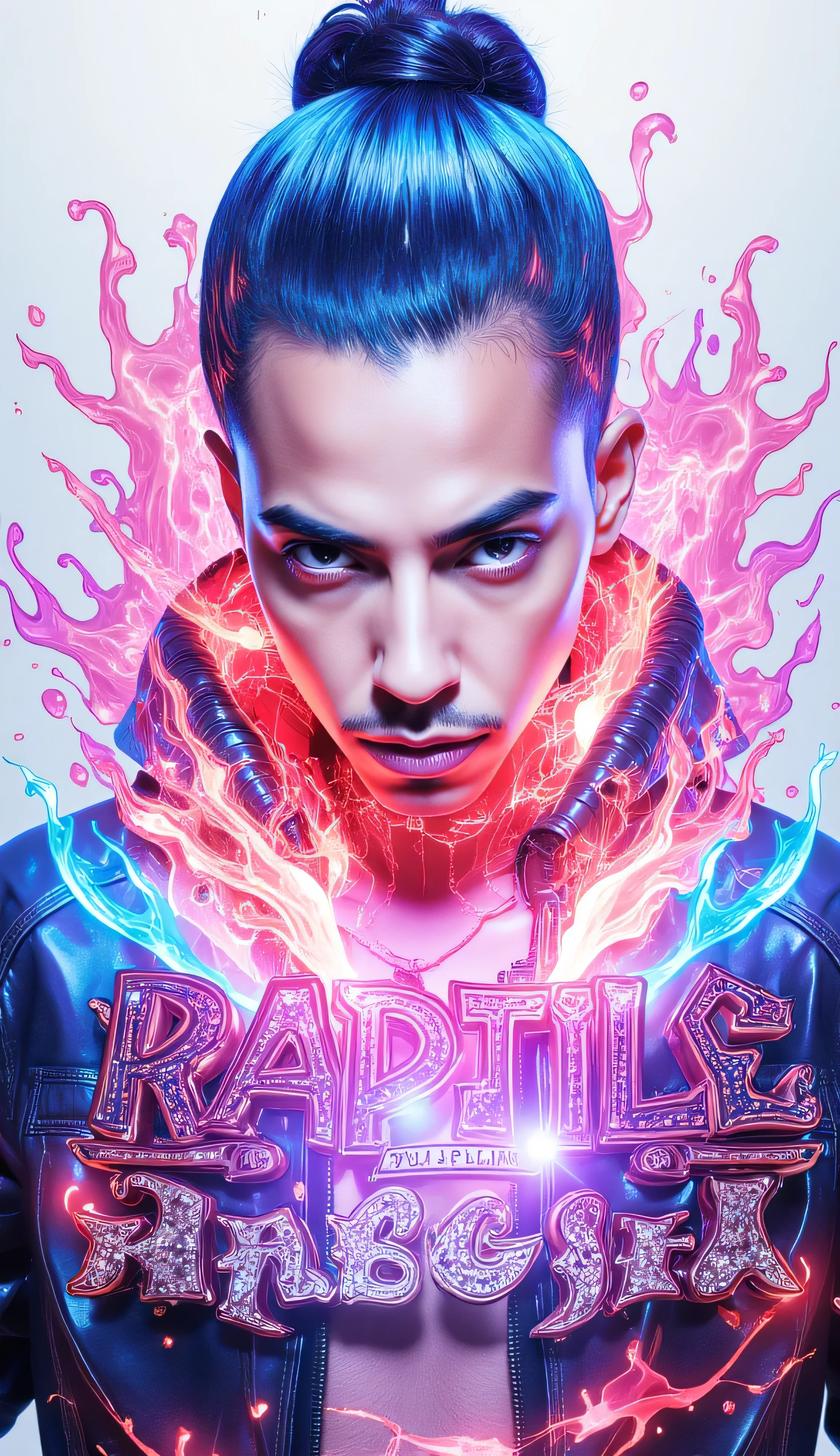 A futuristic Holographic Bioluminescence::8.2 3D rendering design of the word "VISUALS BY: NA LISTEN" with abstract fire and wind is integrated into the scene in a fun way. The words "RAPTILE FILMS" is displayed above the name. The background is a solid white color. The artwork has airbrush effects and 3D details, creating a powerful and dynamic atmosphere.,gr!llz, 3D Movie intro Title in Bold text says "RAPTILE FILMS" enveloped in intense thick colored energy.The the letter type has luminous peacock color skin,Letters are encrusted with shiny platinum diamonds. The Letterface is obscured by the overwhelming thick glow::7.2 , large anime energy aura size 6 inches from Letters emphasizing the sheer power they are unleashing::6.4 , fish eye lens realistic photograph , background GHetto Urban City