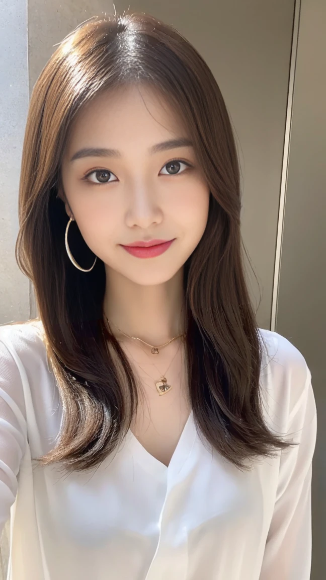 ((highest quality, 8k, masterpiece :1.3)), One Girl, close, ((A very affectionate smile:1.2)),Red lipstick,Dark lipstick,Beautiful woman, Big Breasts:1.3,blouse,Violet Flared Skirt,Highly detailed face, fine grain, double eyelid, Blur the background, outside, street, sunny, Ocean, nature,amusement park, (Maximum resolution: 1.4), (Ultra high definition: 1.2), Cinematic Light, (Detailed eyesと肌), (Detailed facial features), 8k resolution, Perfect Style, Beautiful expression、Highly detailed faceと肌の質感、Detailed eyes、double eyelid、((Pure white skin:1.2)),Glossy Lips:1.2、Detailed lips,Wet lips,((Full Body Shot:1.2)),(Straight Hairstyles、Light brown hair)、One-length long hair、175cm,Slim Abs
