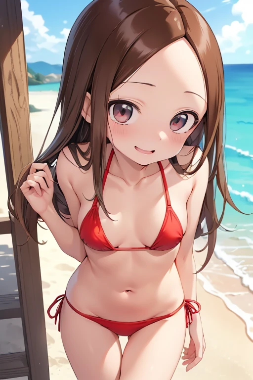 12 year old girl wearing a red bikini