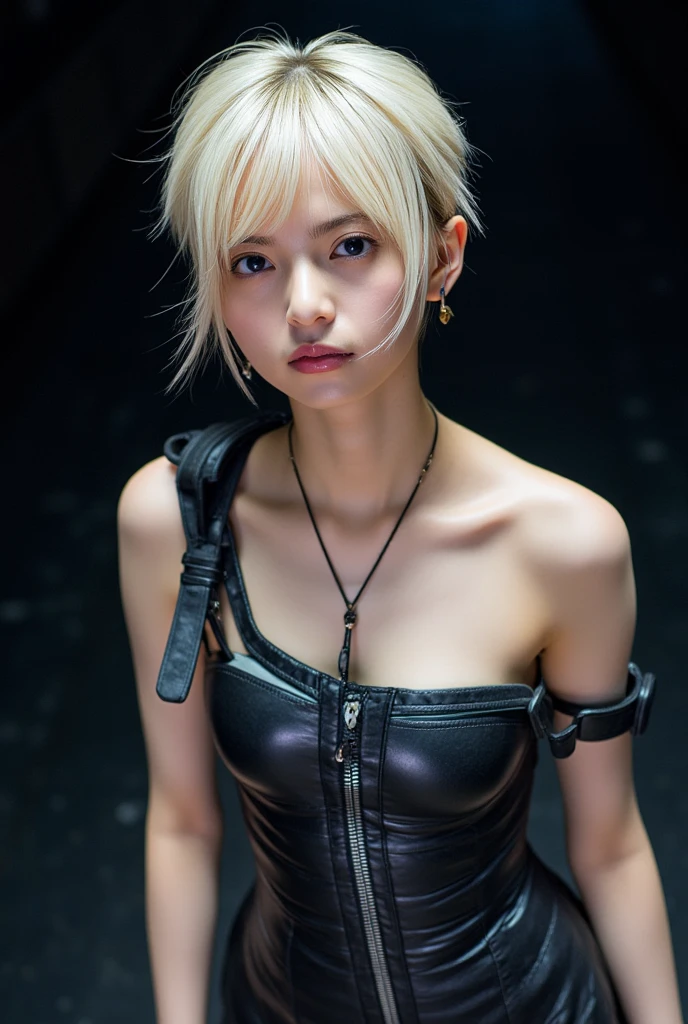 8k、A French girl with short blonde bob hair,Very small breasts,Girl Swordsman,Rugged appearance,movie wonders:Mortal Kombat Girl'Ultra-Realistic Sparkle with Unreal Engine 5,Very small cleavage、Light equipment with blue plates、Jet black exterior,Black trousers,Red detailed pattern work,blue eyes、Equipped with one-handed sword,Creating a mesmerizing spectacle of strength and elegance。red earrings in the ears,Even the smoky air swirling around me、驚くほどのUltra-high resolution 8k で細部まで撮影、It takes you to a world where myth and reality intersect..。Ultra-high resolution、Ultra-Realistic Skin、Flashy action scenes,expensive ,Short blonde bob hair,Look at the viewers,Very strong winds,Hold the sword correctly(ultra precise detailed),Muscular Beauty,Makeup,Dynamic fighting pose,Top-down view,Medieval architecture,