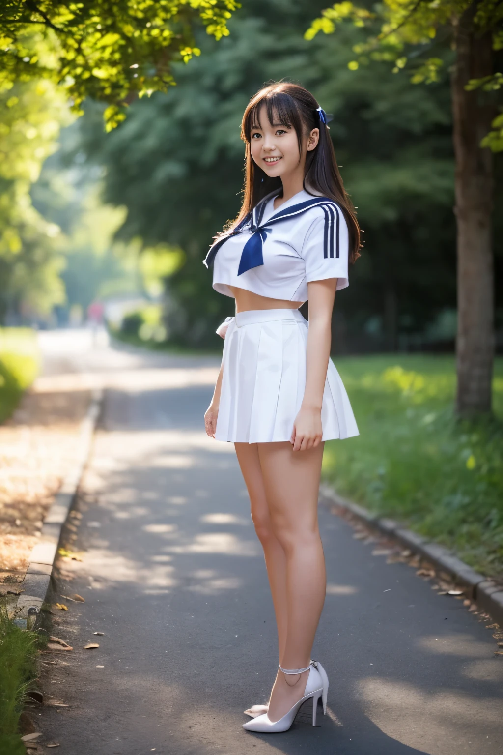 Arafed asian woman in a sailor outfit posing for a picture - SeaArt AI