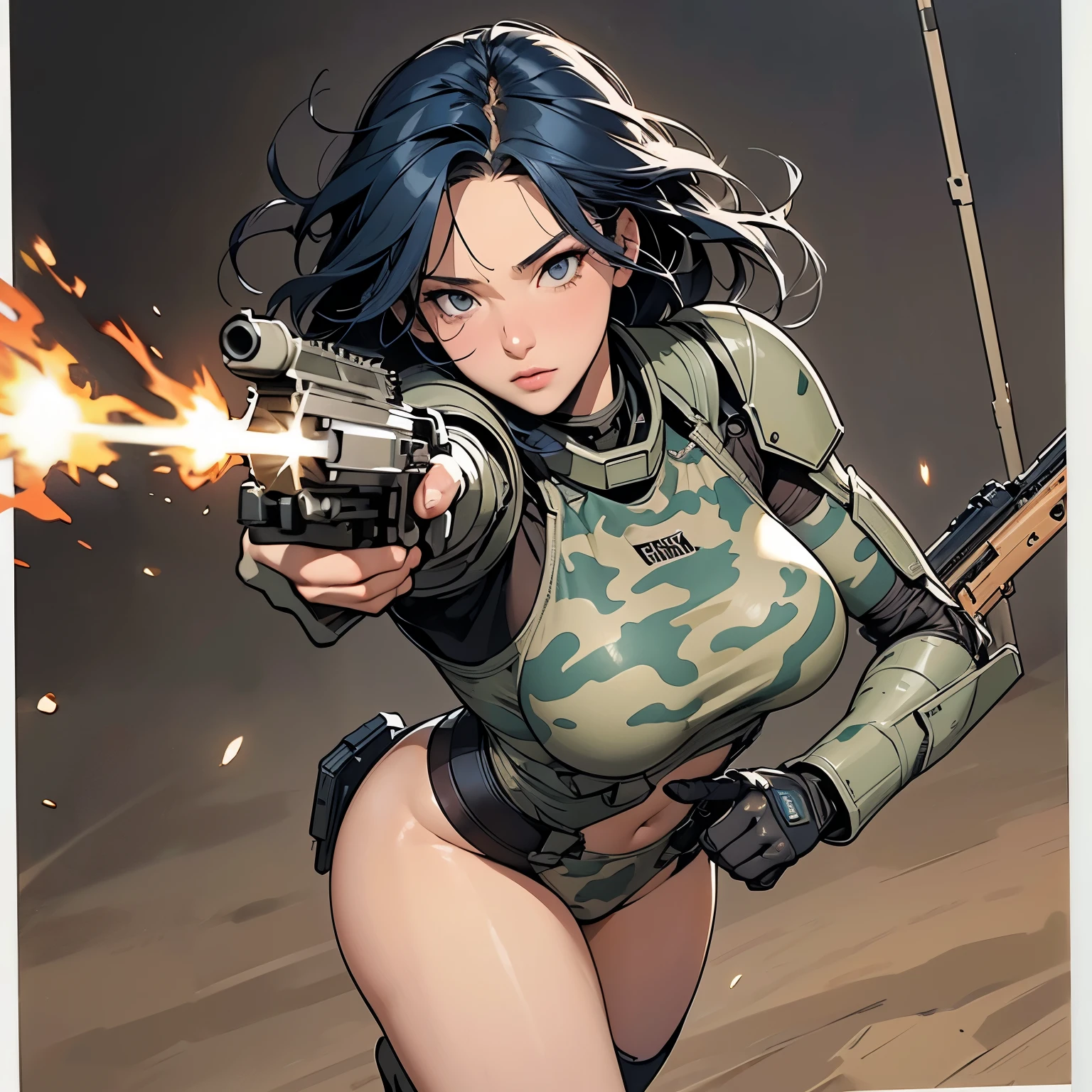 Anthropomorphic egret,Female shooter,Barrett,Female shooter,Shooting stance,Amazon warrior,(((tmasterpiece))), (((Best quality: 1.4))), ((super detailing: 1.4)) fully body photo,wide wide shot
