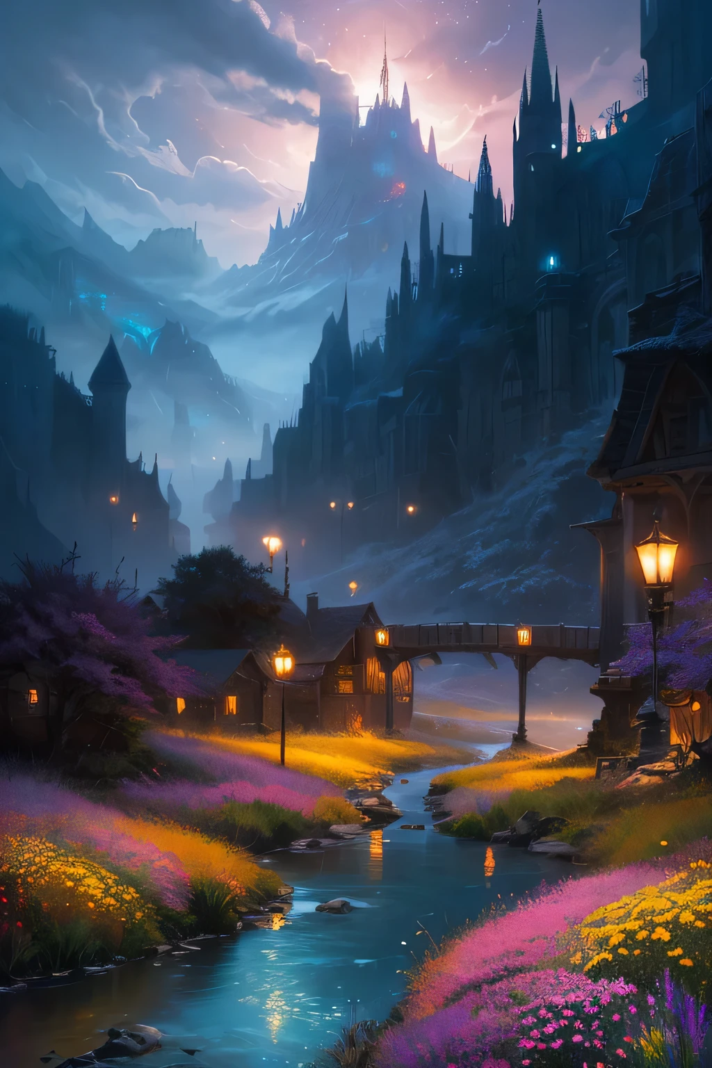 (no characters:1.4), (no people:1.4), fantasy coverart style, nvinkpunk Detailed landscape dndart, ((fantasy landscape)), (dnd concept environment art:1.4), ((fantasy vista only)), ((background only)), (no characters:1.4), perfect face, ((dnd landscape concept art)), sharp detail, sharpness, beautiful concept art, hyperdetailed, hyper realistic, some elf walk street, magical subsurface scattering, Hasselblad Award Winner, Soft Diffuse Lighting, epic art, fine details, realistic shaded, intricate, elegant, award winning closeup landscape of a single (elven Communal forest settlement Turquoise and Blonde Hidden treasure room), soft glow, magic splatter, (Tyler jacobson:1.4) fantasy style, clean art, shaded flat illustration, digital art, highly detailed, fine detail, intricate.