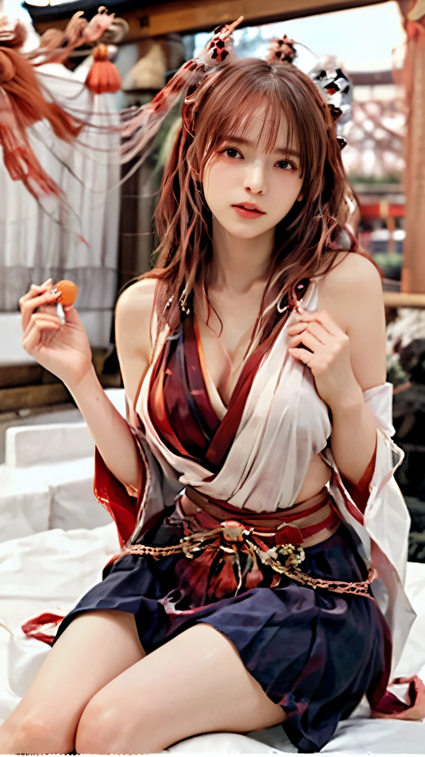 (((Wear a bright red kimono:1.8)), ((Cleavage,I can see my belly button,Smaller breasts:1.5)), ((Head to Knee:1.5)),Big and beautiful buttocks, ((Turning her butt to the camera:1.5)), ((Slightly leaning forward)), Waistline, ((Standing pose)),((Slender body:1.2)),Bun Hair,Detailed face, Beautiful Eyes, Detailed lips, high quality, 8k, Realistic, masterpiece, Very detailed, complicated, elegant, Sensual, erotic, Cinema Lighting