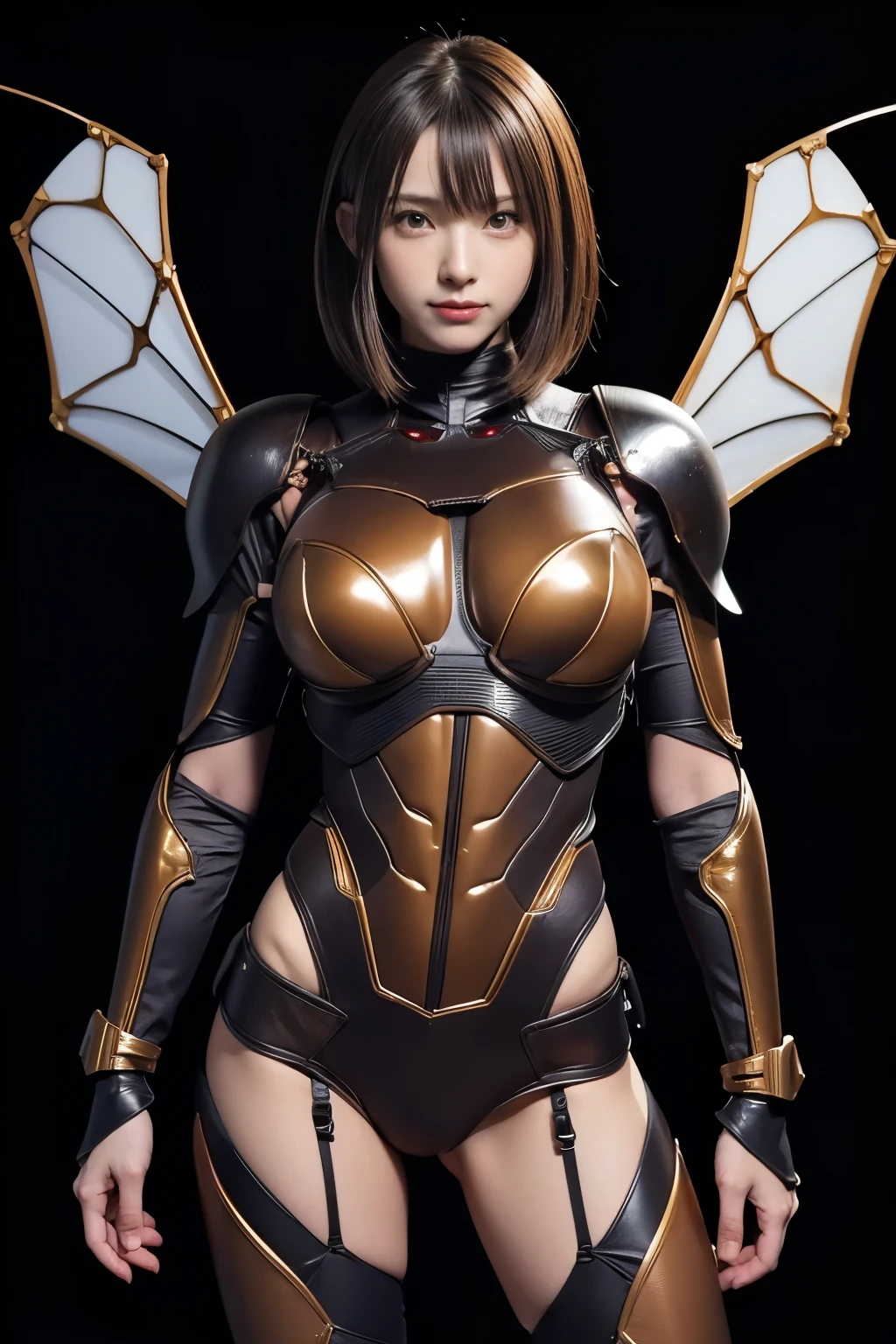 (High resolution,masutepiece,Best Quality,extremely details CG, Anime, Official art:1.4), Realistic, Photo, amazing fine details, all intricate, gloss and shiny,awesome many layers, 8K Wallpaper, 。.。.3D, sketch, kawaii, Illustration,( Solo:1.4), perfect female proportion,villainess, (Fusion of dark brown cockroach and lady:1.4), (Brown cockroach forms ready:1.2), (Brown cockroach woman:1.2), (Fusion:1.2), (Solo:1.4), (Evil smile:1.2), muscular, Abs, (cockroach brown exoskeleton bio insect Suit:1.4), (Cockroach brown exoskeleton insect armor:1.2), (Brown transparent cockroach wings:1.4), (Brown cockroach antenna:1.3),mecha musume,Sexy_race_queen,nun,high leg latex leotard,Chun-li,ninjartist_Suit,1girl in,animal hands,Latex Costume,asagioutfit